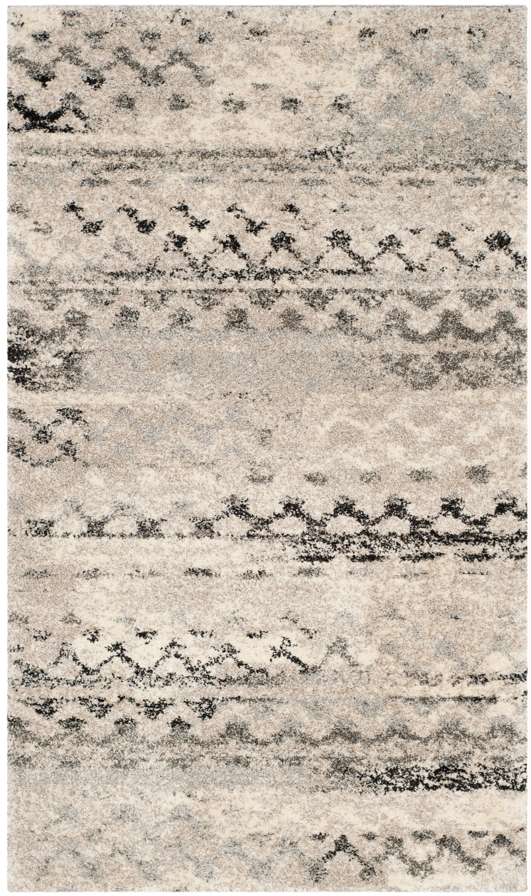 LuxaShag Abstract Gray 36" Reversible Synthetic Area Rug