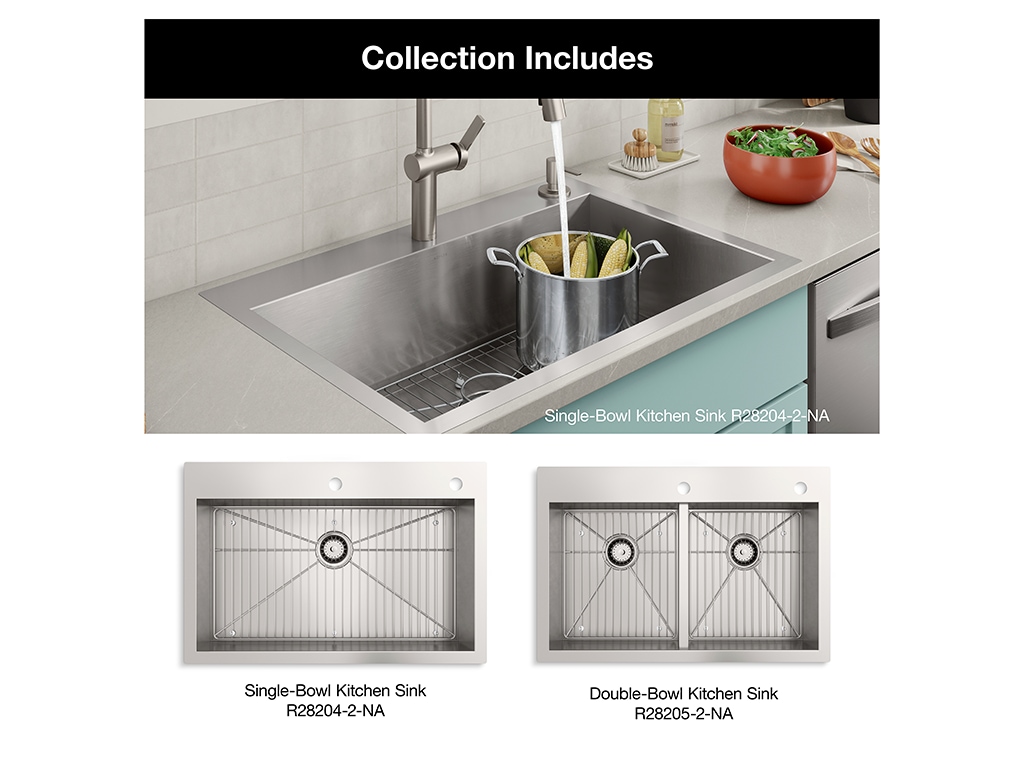 KOHLER Decree Dual-mount 33-in x 22-in Stainless Steel Double Equal Bowl  2-Hole Kitchen Sink in the Kitchen Sinks department at