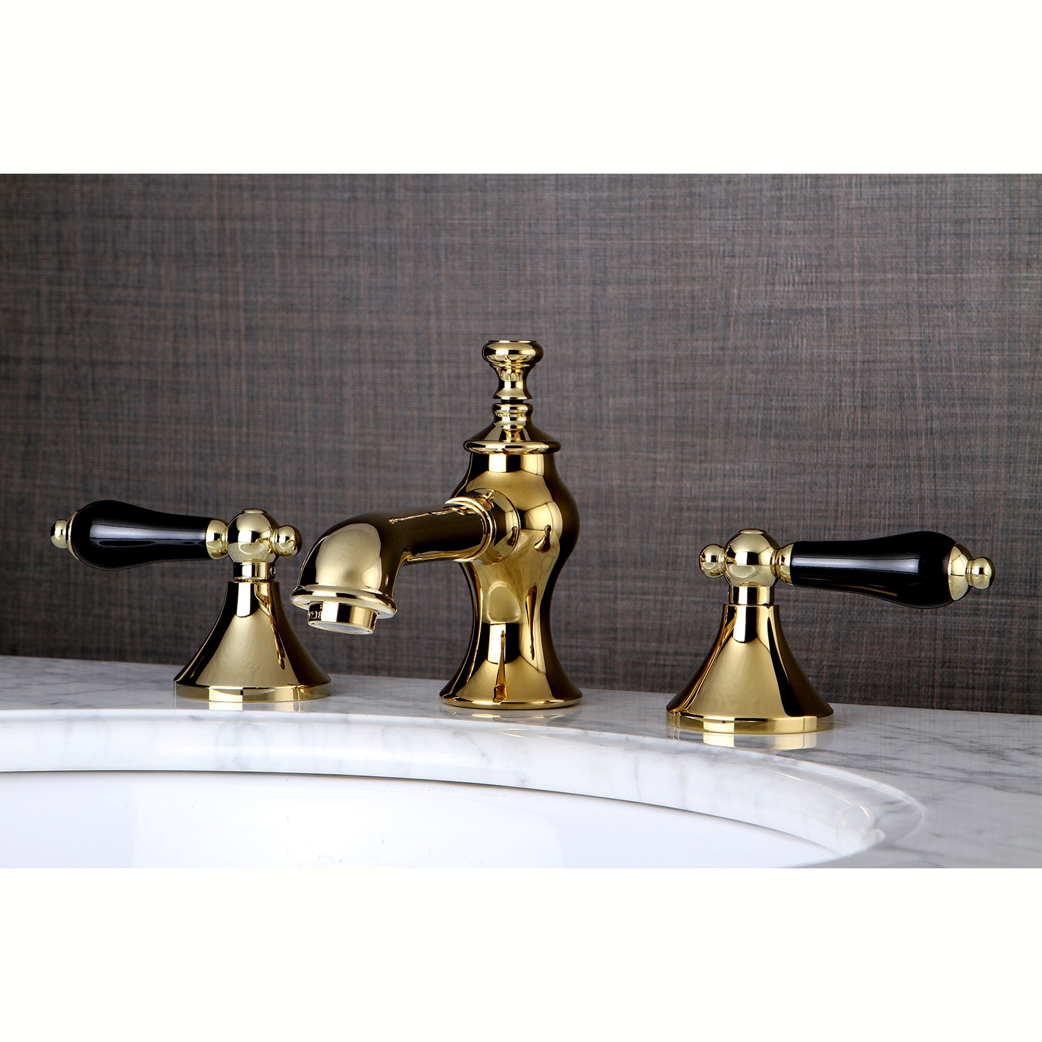 Kingston Brass Duchess Polished Brass Widespread 2 Handle Bathroom Sink Faucet With Drain In The 6383