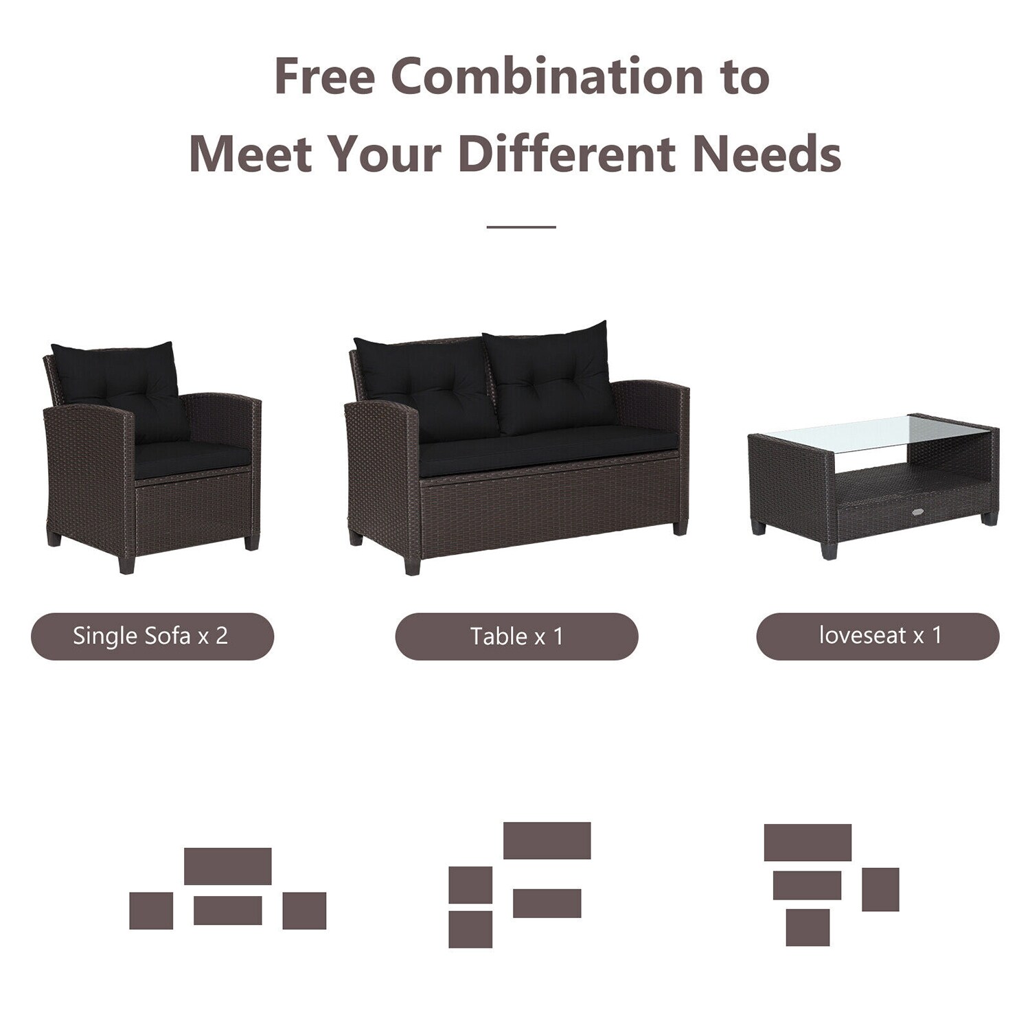 WELLFOR OUJ66742BK+ Patio-Conversation-Sets - View #5
