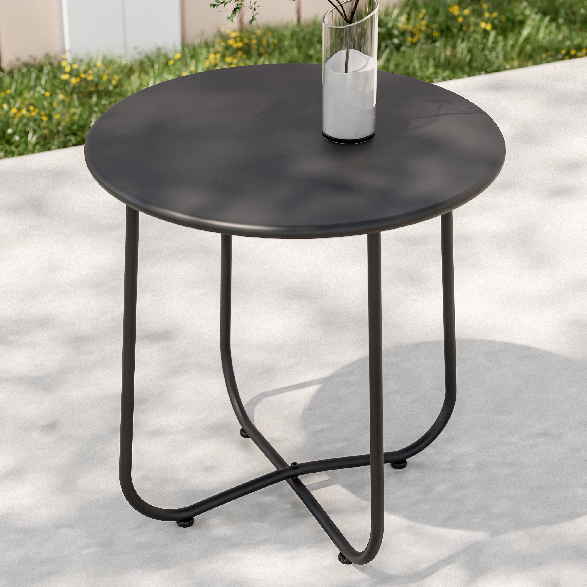 ACEGOSES LW-PT46-BK Skytop Round Outdoor Bistro Table 18.1-in W x 18.1-in L