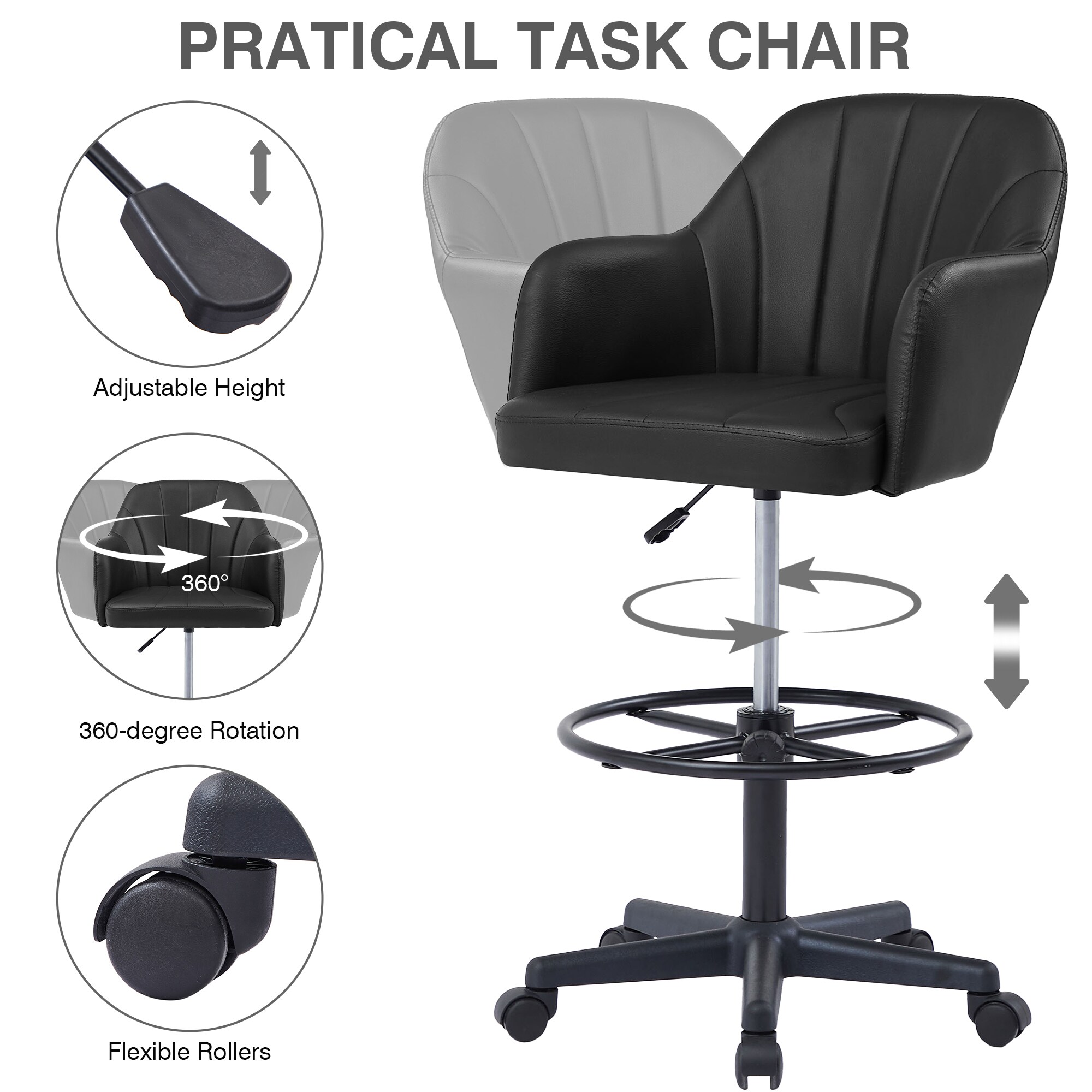 Vecelo LOE-OC15-BLK Office-Chairs - View #7