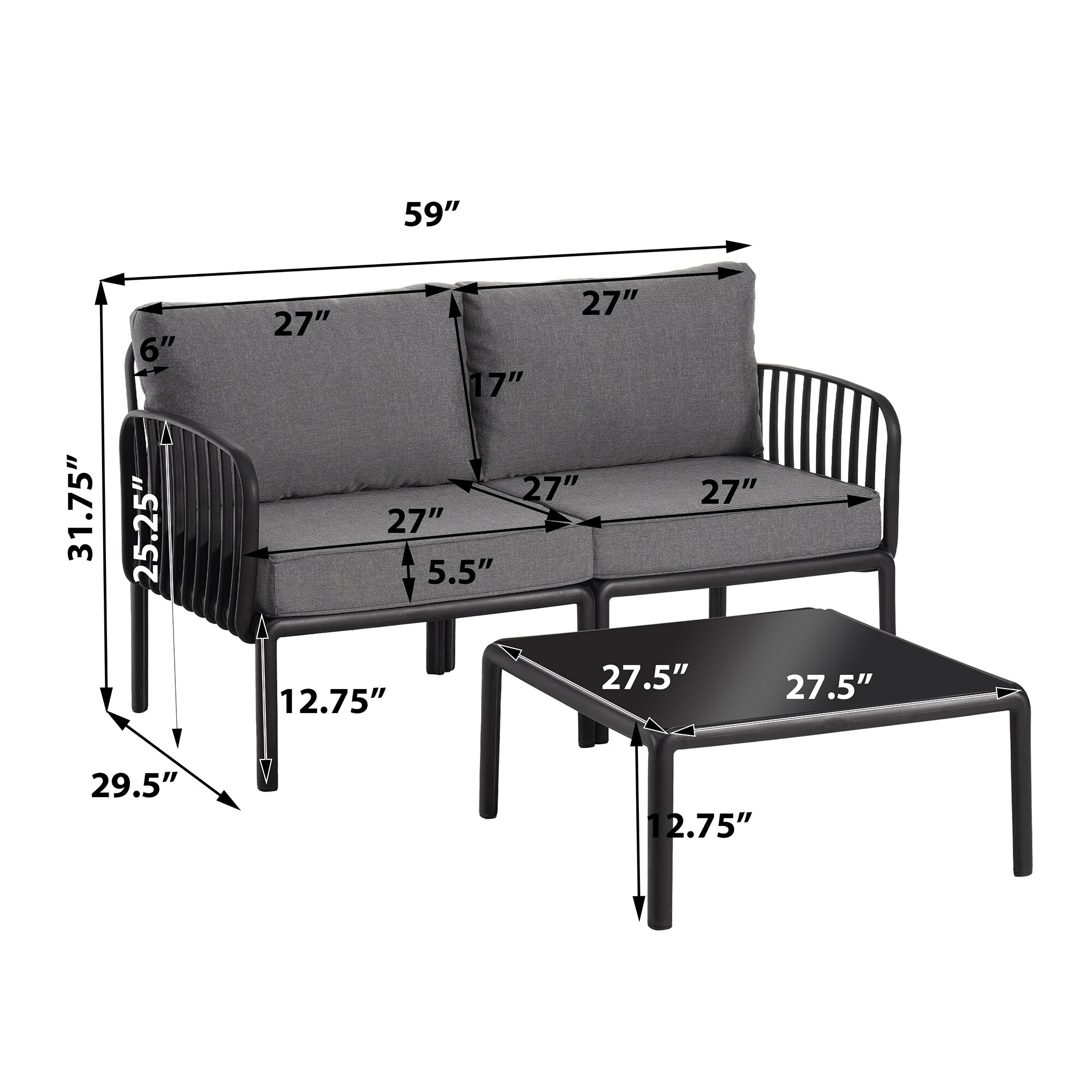 SINOFURN SYE920009DG Patio-Conversation-Sets - View #3