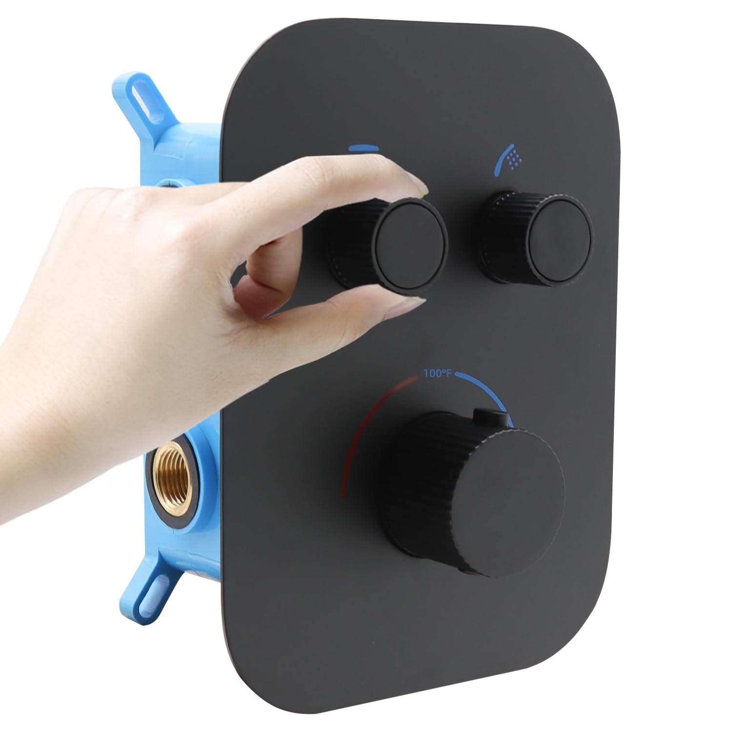 Yichuhaoxi  Matte Black Thermostatic Shower Valve 2 Way Diverter Valve with Temperature Control and Adjustable Flow for Bathroom Renovation