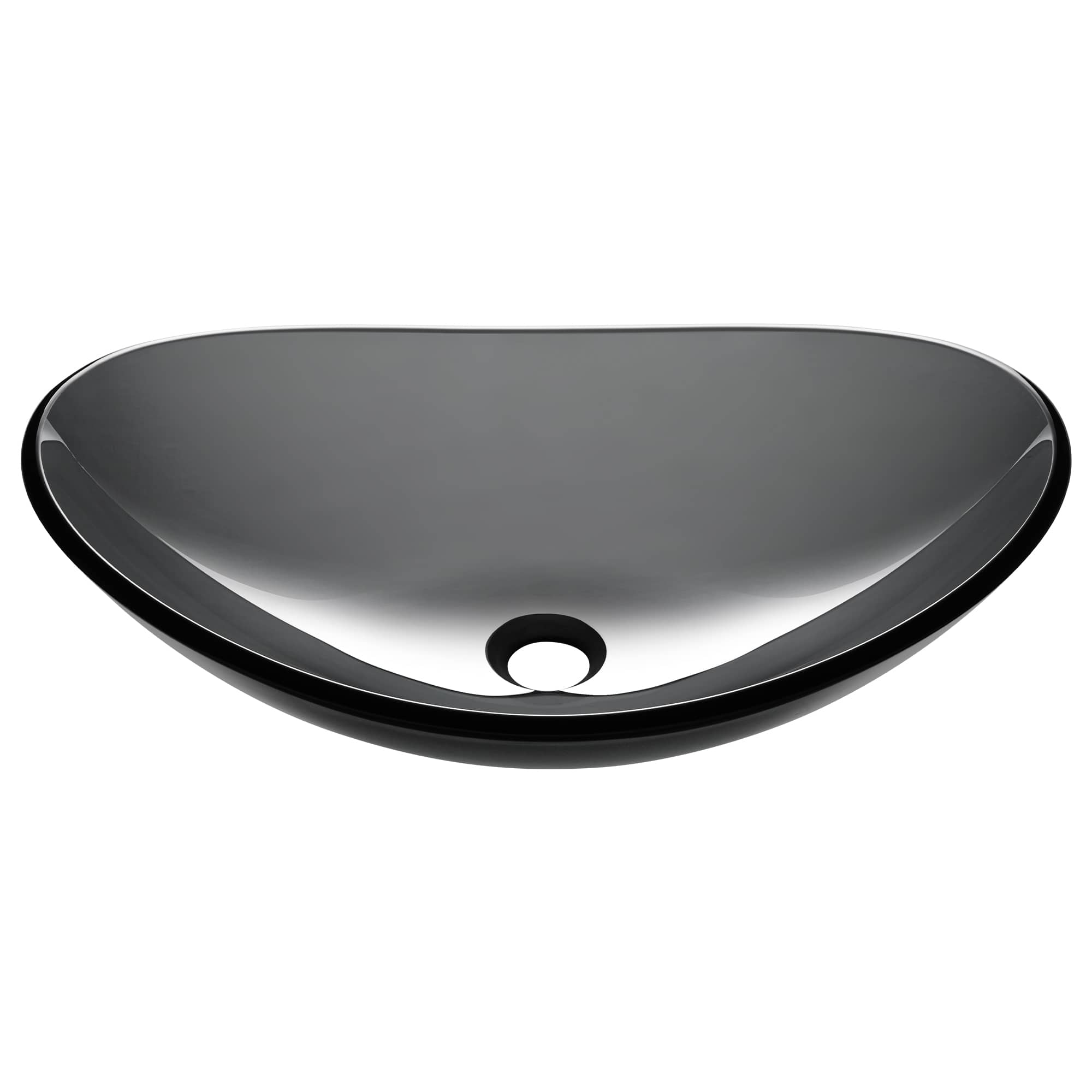 Yescom 80GSK006-540VAL-LO Oval Bathroom Vessel Sink Tempered Glass Vessel Sink Vanity Above Counter Top Mount Basin