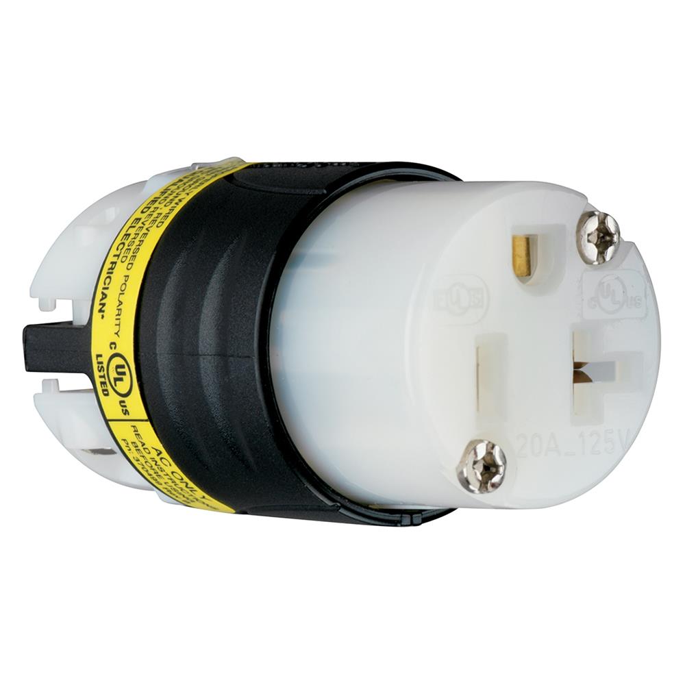 Legrand PS5369XGCM Pass and Seymour GCM 20-Amp 125-Volt NEMA 5-20r 3-wire Grounding Heavy-duty Straight Connector, Black