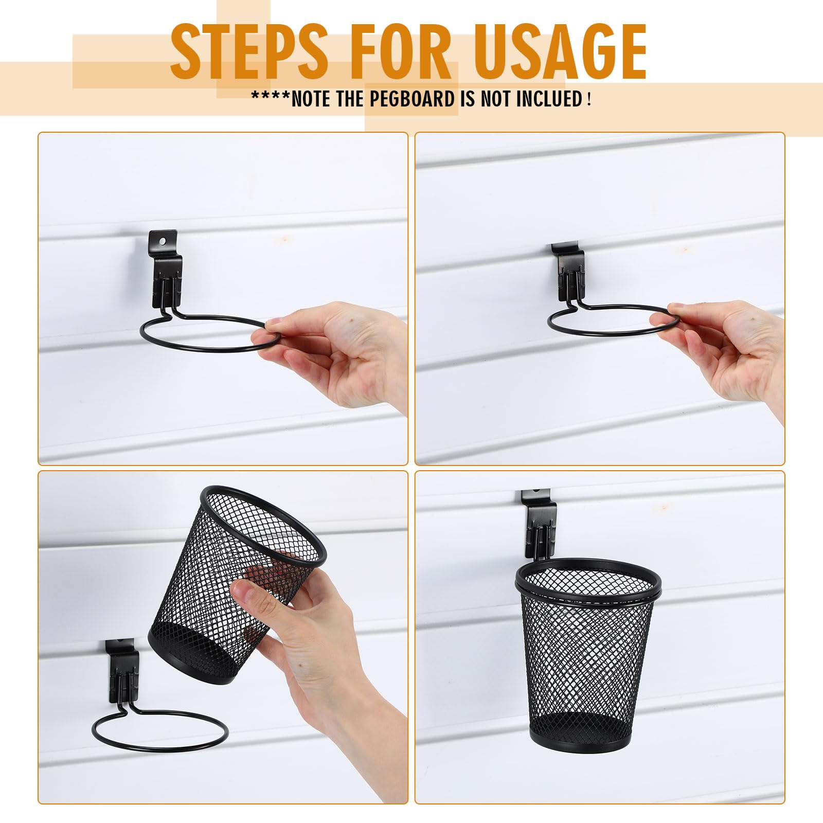 KHKFY 6 Set Slatwall Cups with Hook Loops Mesh Steel Tool Holder Bin ...