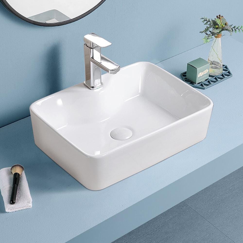 Topcraft Bathroom sink Ceramic Vessel Round Modern White Bathroom Sink ...