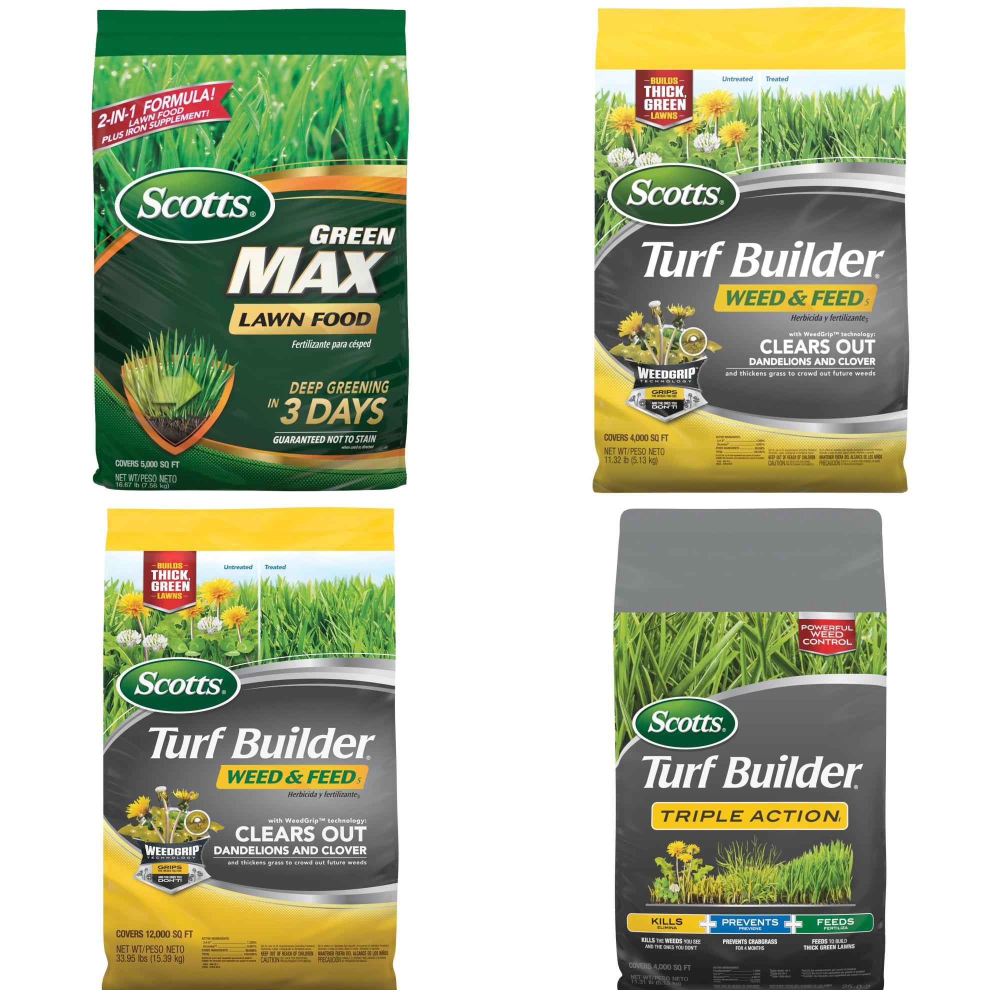 Scotts  Complete Lawn Feeding & Weed Control Bundle: Green Max, Weed & Feed & Triple Action