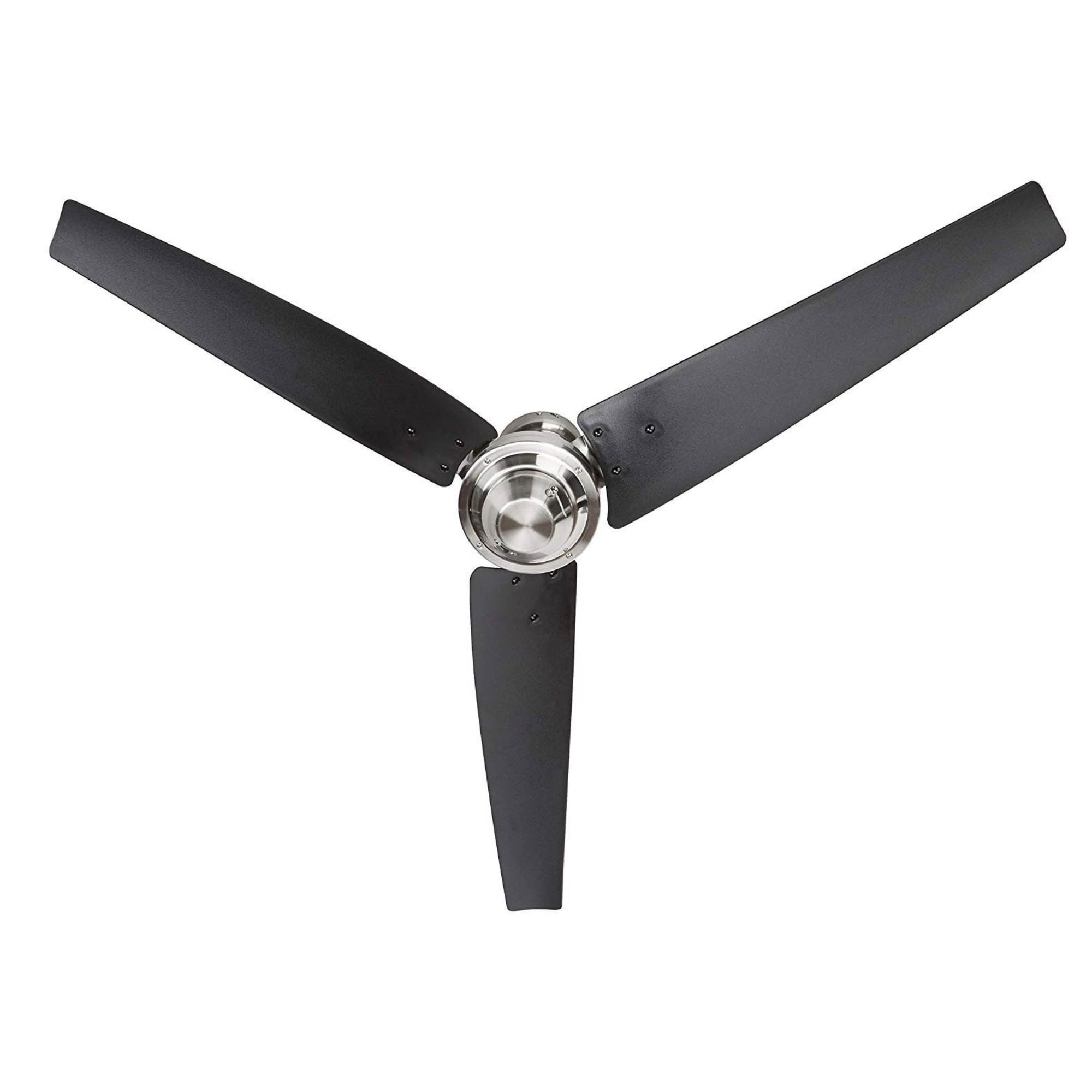 56" Brushed Nickel Industrial Ceiling Fan with Black Blades