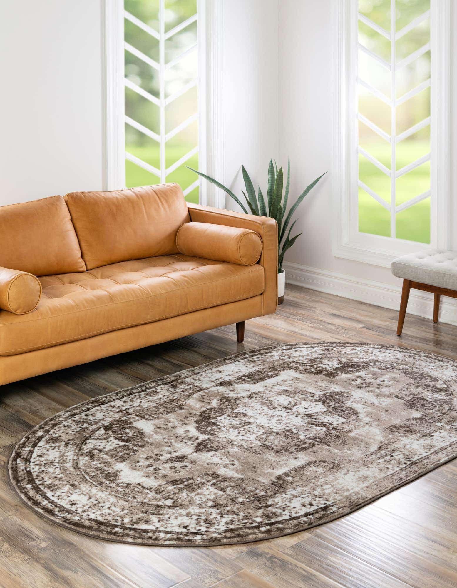 Unique Loom 3193521 Sofia 8 x 10 (ft) Loomed Polypropylene Light Brown Oval Indoor Area rug