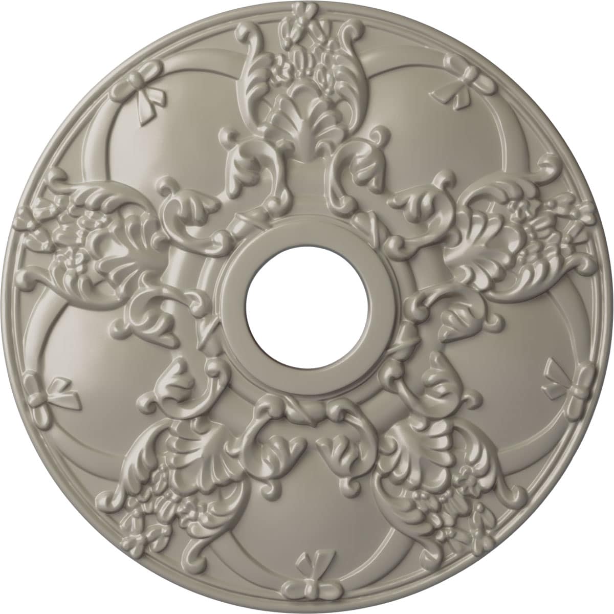 Ekena Millwork CM18NOPWS Norwich 18-in W x 18-in L Painted Pearl White Polyurethane Whole Ceiling Medallion