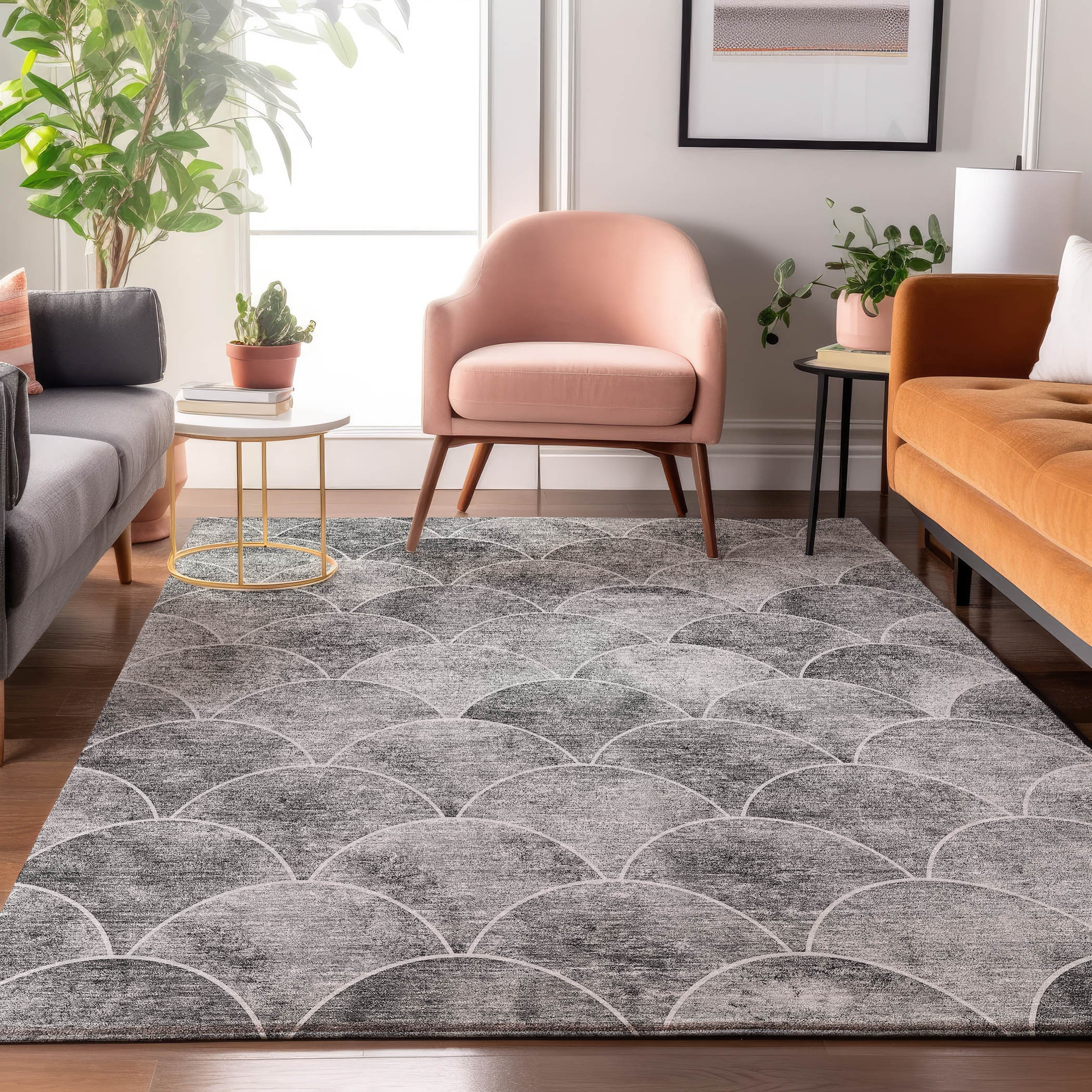 Addison Rugs AMF594GY5X8 Mayfield AMF594GY 5 x 7 (ft) Loomed Polyester Gray Rectangular Indoor Geometric Machine washable Area rug