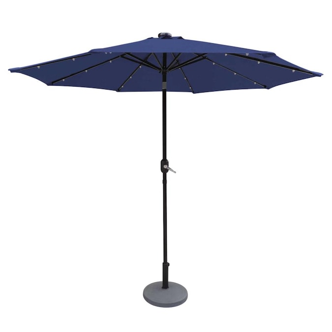 Island Umbrella 9 Ft Navy Blue Solar, Navy Patio Umbrella With Lights