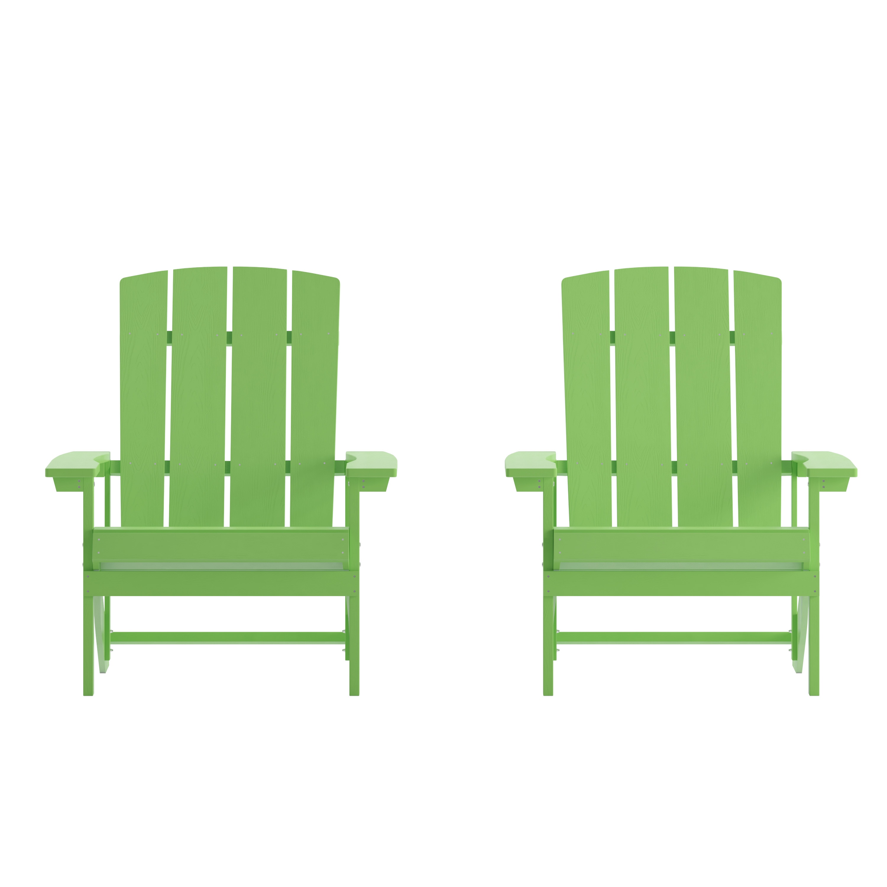 Taylor & Logan 196861112966 Bayfield Set of 2 Lime Green Resin Frame Stationary Adirondack Chair with Solid Seat