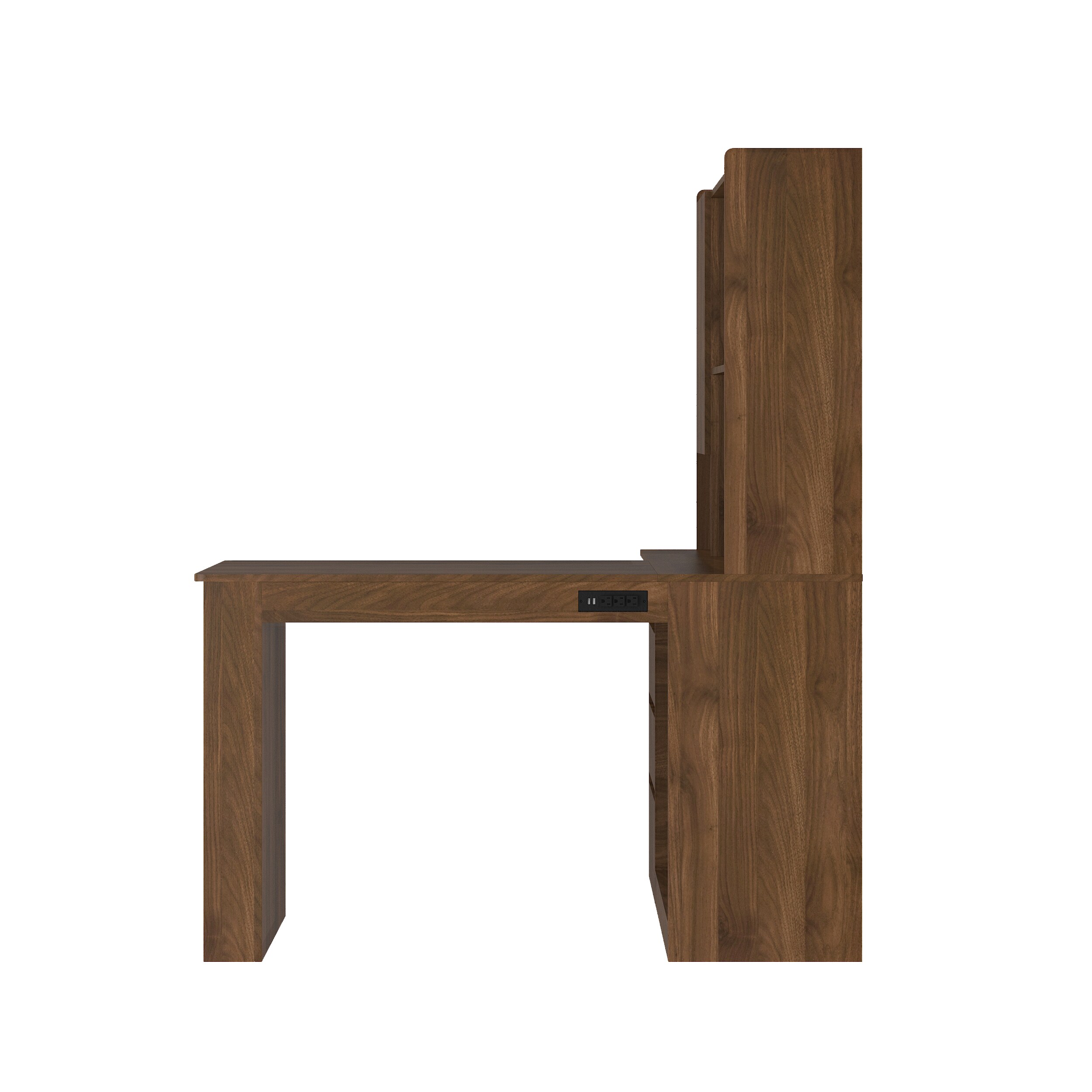 Wooakway 46 Inch L Shaped Computer Desk with Charger Drawers Bookshelf ...