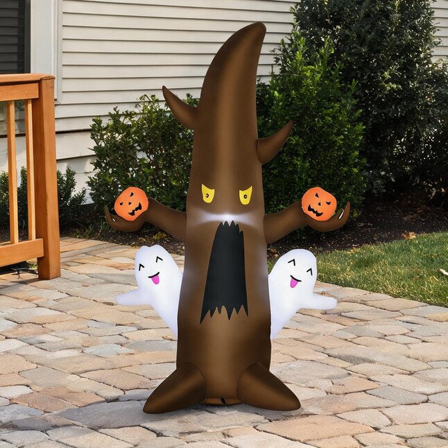 Tammesy PBYMQZ26CMXD Easy Plug-In Setup 5-Foot Inflatable Ghost Tree Halloween Decoration with Brown Finish Polyester
