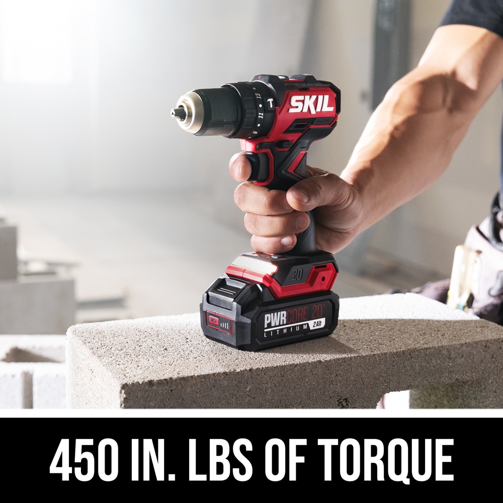 SKIL PWR CORE 1/2-in 20-volt-Amp Variable Speed Brushless Cordless Hammer  Drill (1-Battery Included) in the Hammer Drills department at