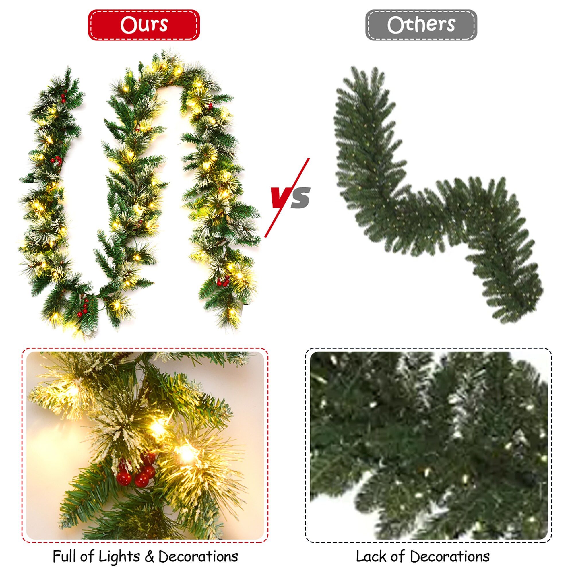 Costway CM22831 Artificial-Christmas-Garland - View #7
