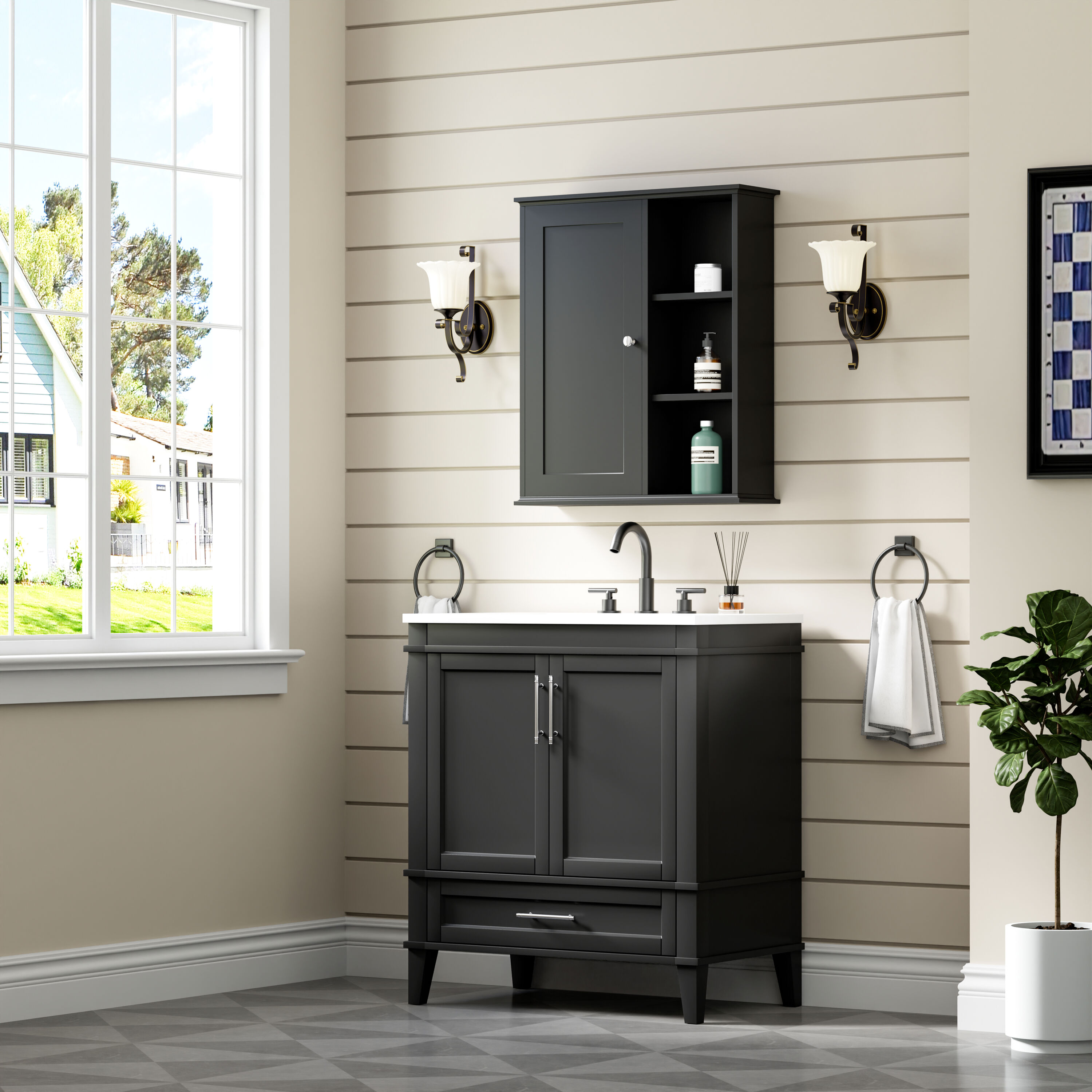 WELLFOR GFKM3C-B Bathroom-Wall-Cabinets - View #2