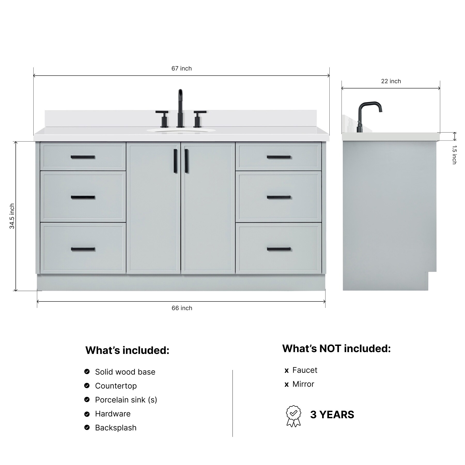 ARIEL K67WQRVOWHT Bath-Vanity-Combo - View #4