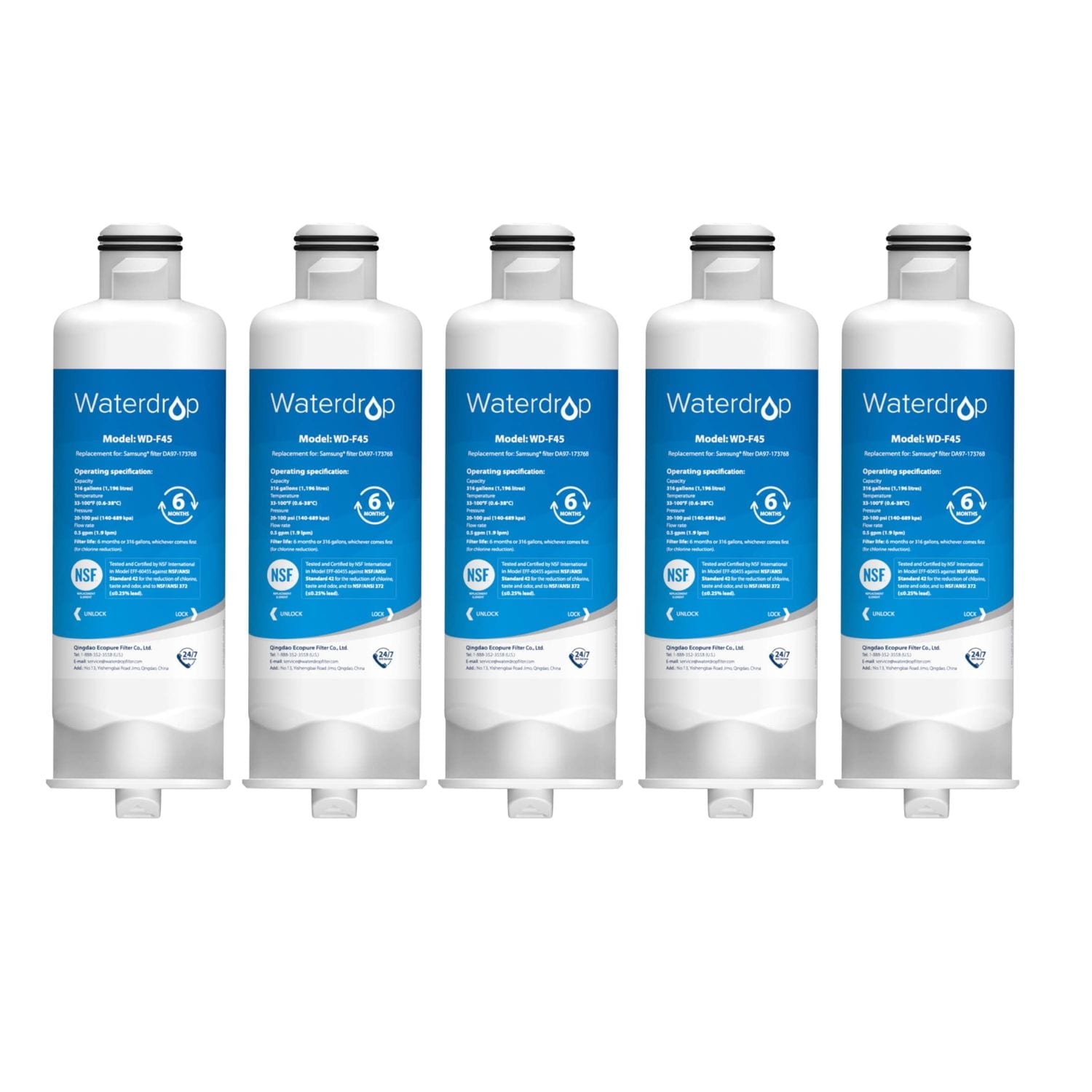 Waterdrop - Push-in Refrigerator Water Filter 5 -Pack