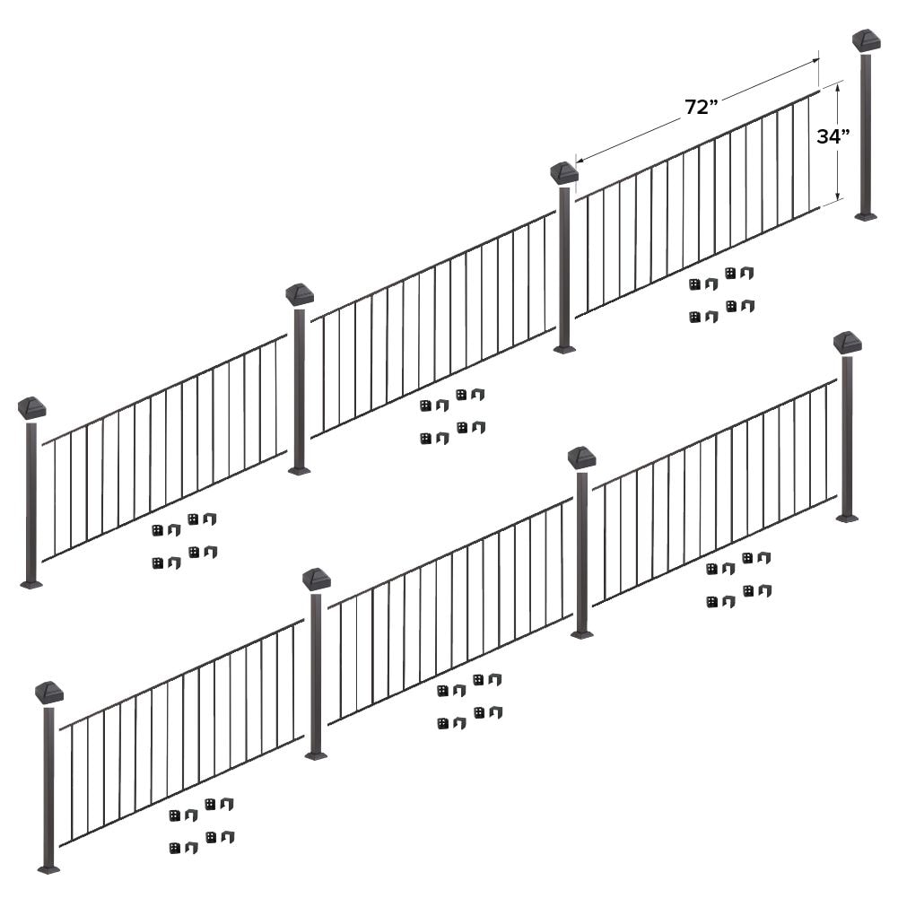 Fortress Building Products K-53134708-6R8P 36-Feet x 34-Inches Black Sand Steel Deck Rail Kit