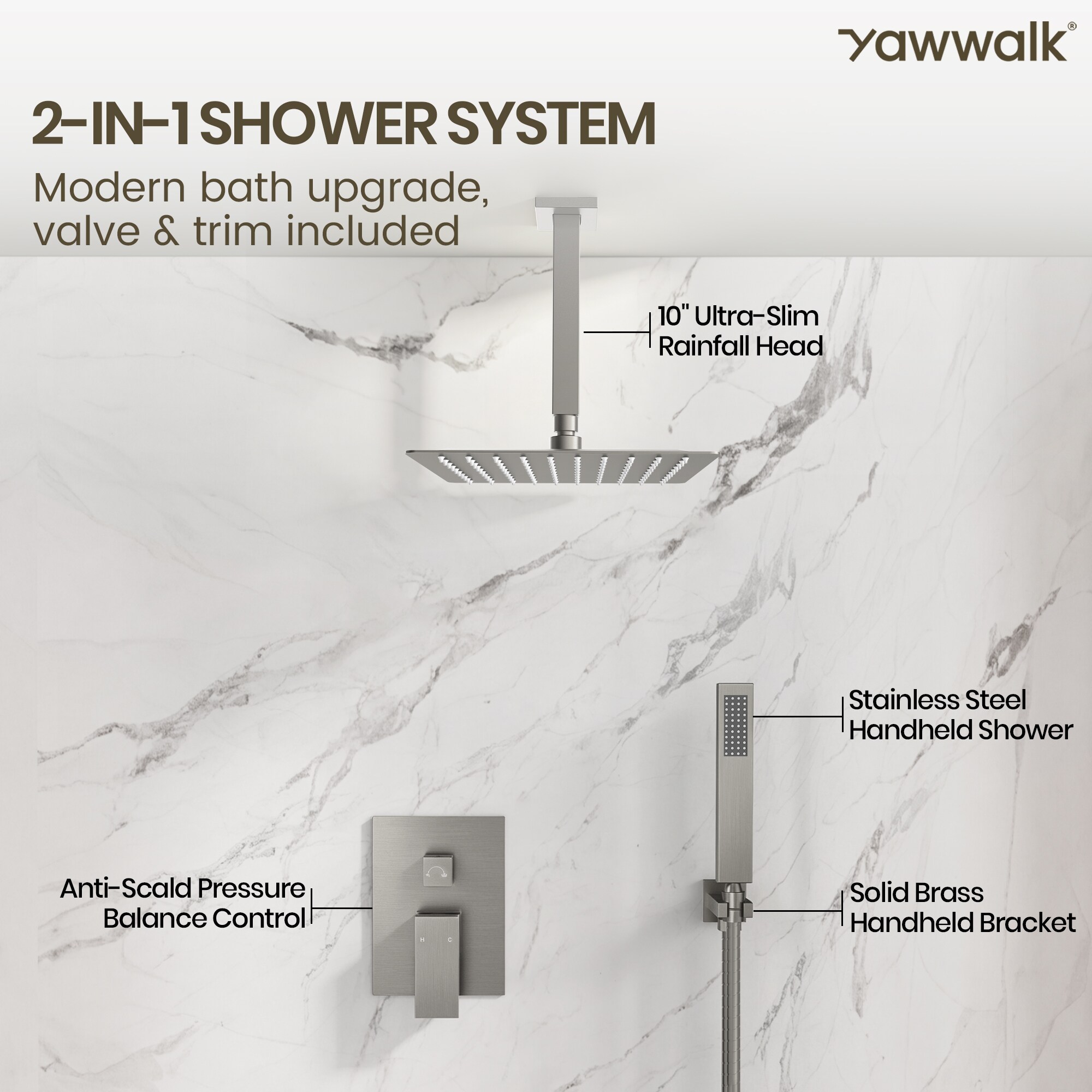 YAWWALK C00.CR08.BN Showerhead-Bar-Panels - View #4