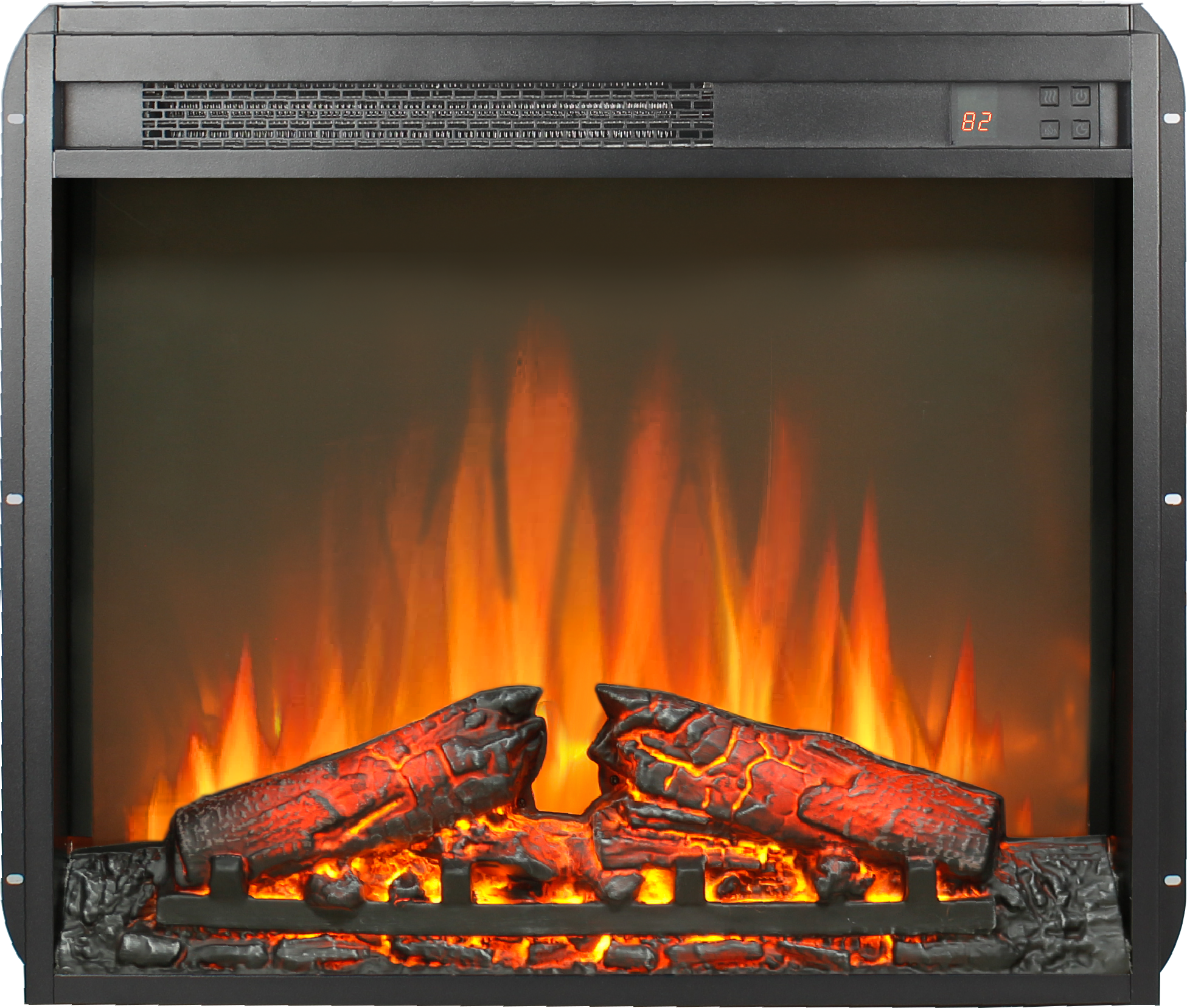 Cuschoice  23-in Electric Fireplace Insert with Realistic Log Set and Flame Effect 1400W Heater Remote Control Timer Recessed Freestanding Installation