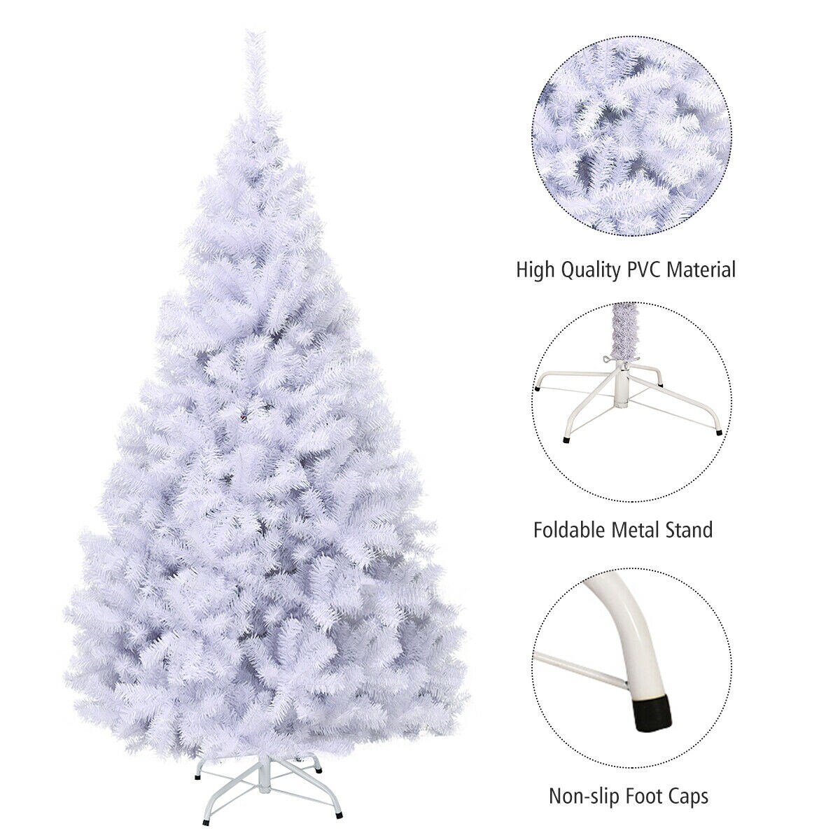 WELLFOR 7.5-ft White Artificial Christmas Tree in the Artificial ...