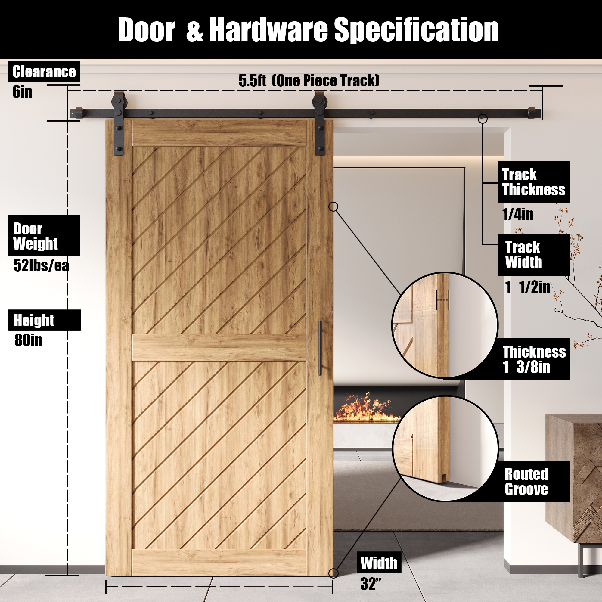 HOMACER YT1TGH066C-XT1-3280 Barn-Doors - View #2