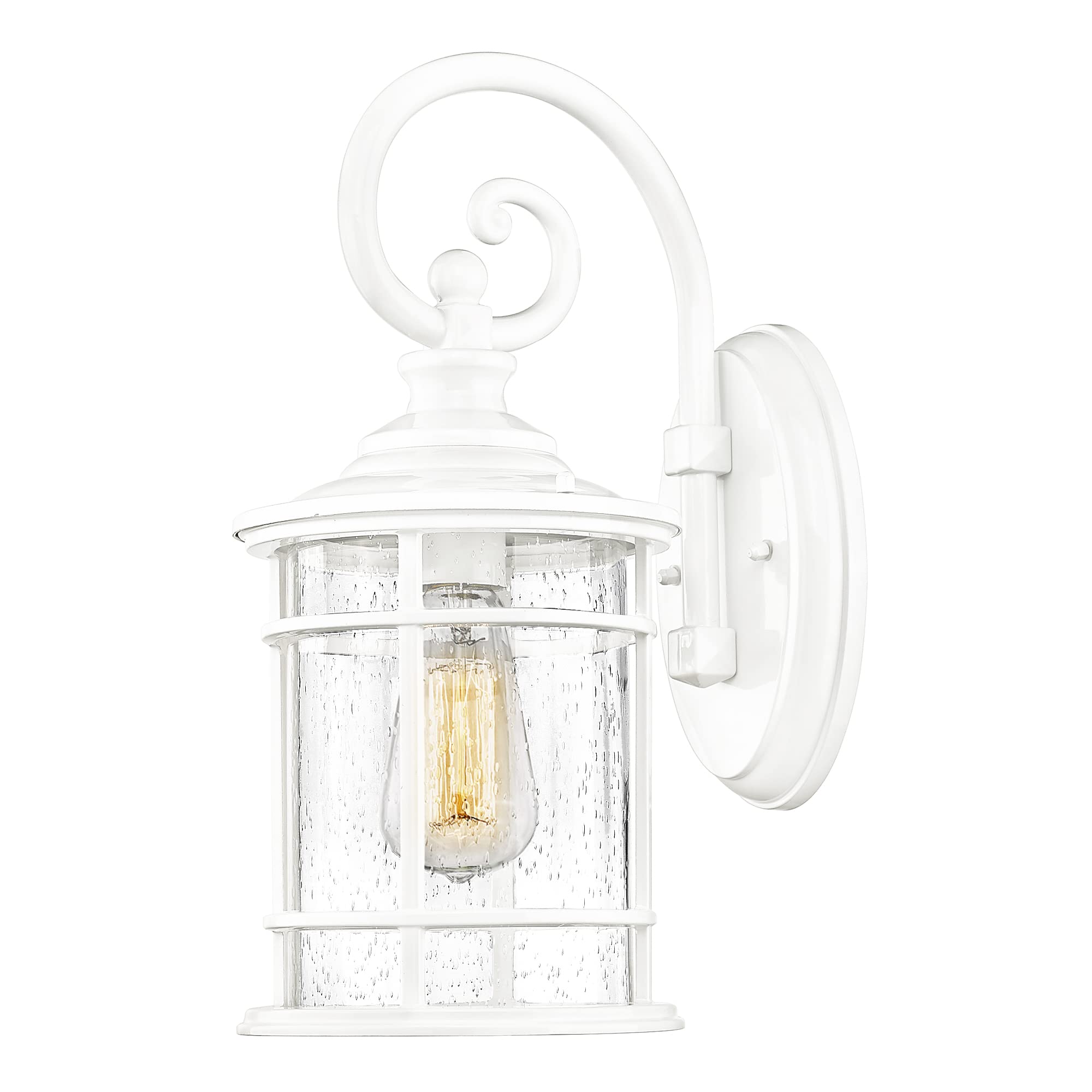 LTMATE LSXE229B WH JAZAVA 1 -Light 15.5-in H White Hardwired Outdoor Wall Light
