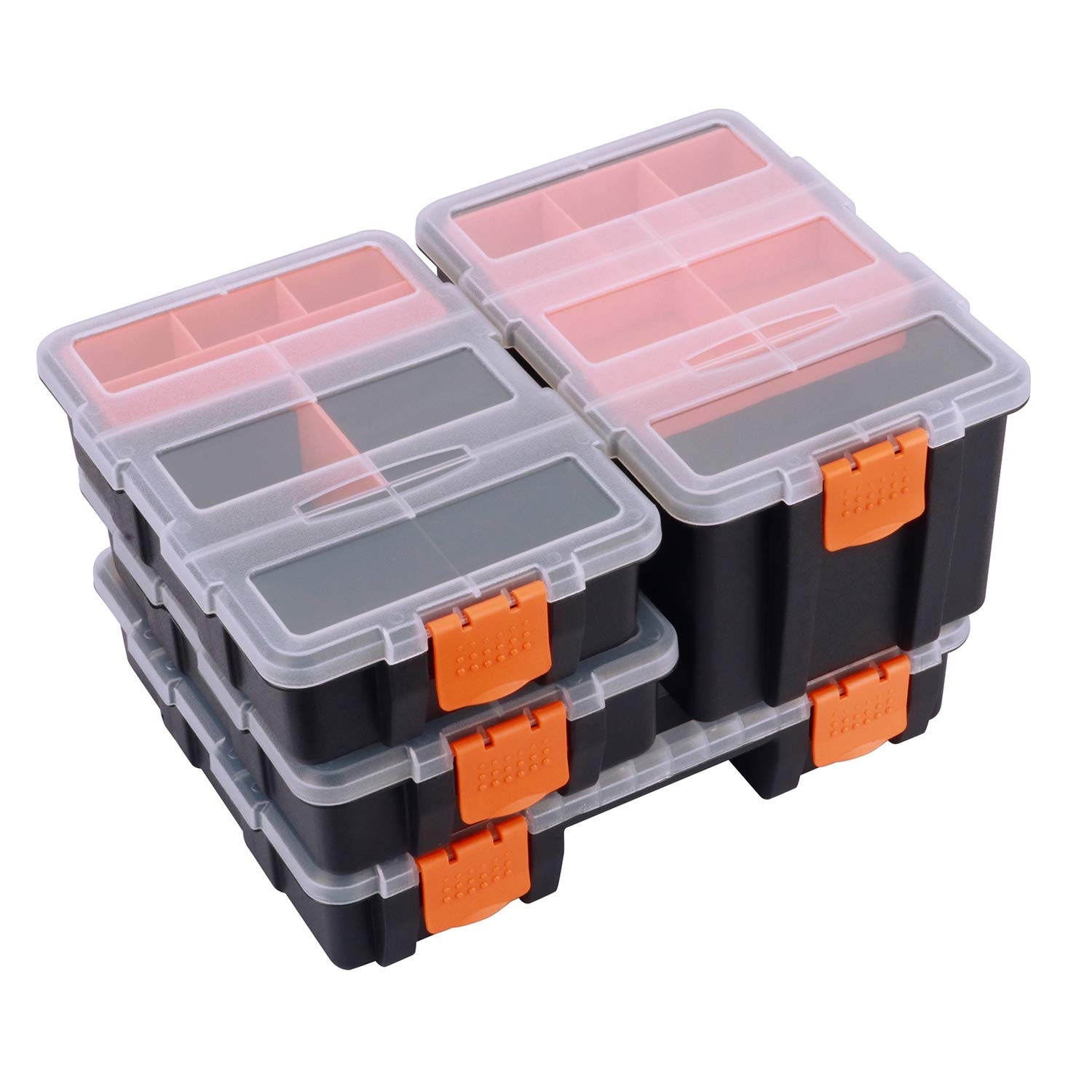 Vrbgify  Storage Organizers Toolbox Set Durable Plastic Compartment Boxes with Removable Dividers for Small Tools Screws Bolts Crafts 4 pcs