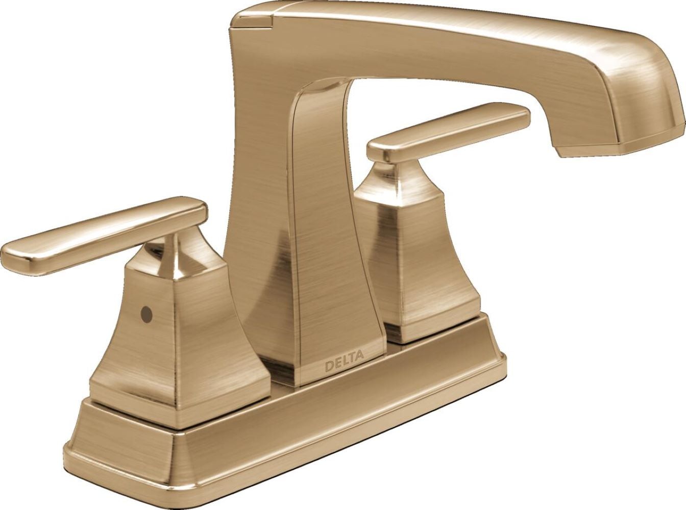 Delta 2564-CZMPU-DST Ashlyn Champagne Bronze 4-in centerset 2-handle WaterSense Mid-arc Residential Handle Bathroom Sink Faucet with Drain