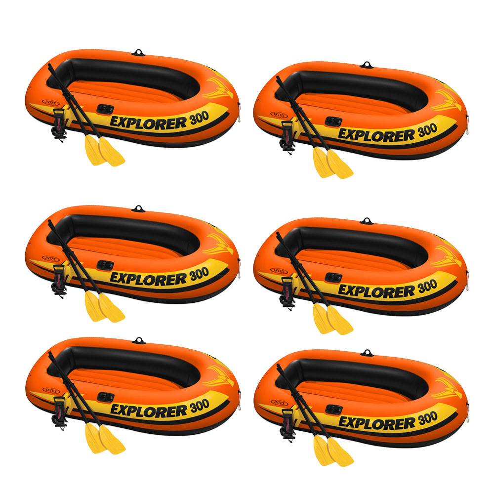 83-in x 83-in 3 -Seat Orange Inflatable raft 6 -Pack