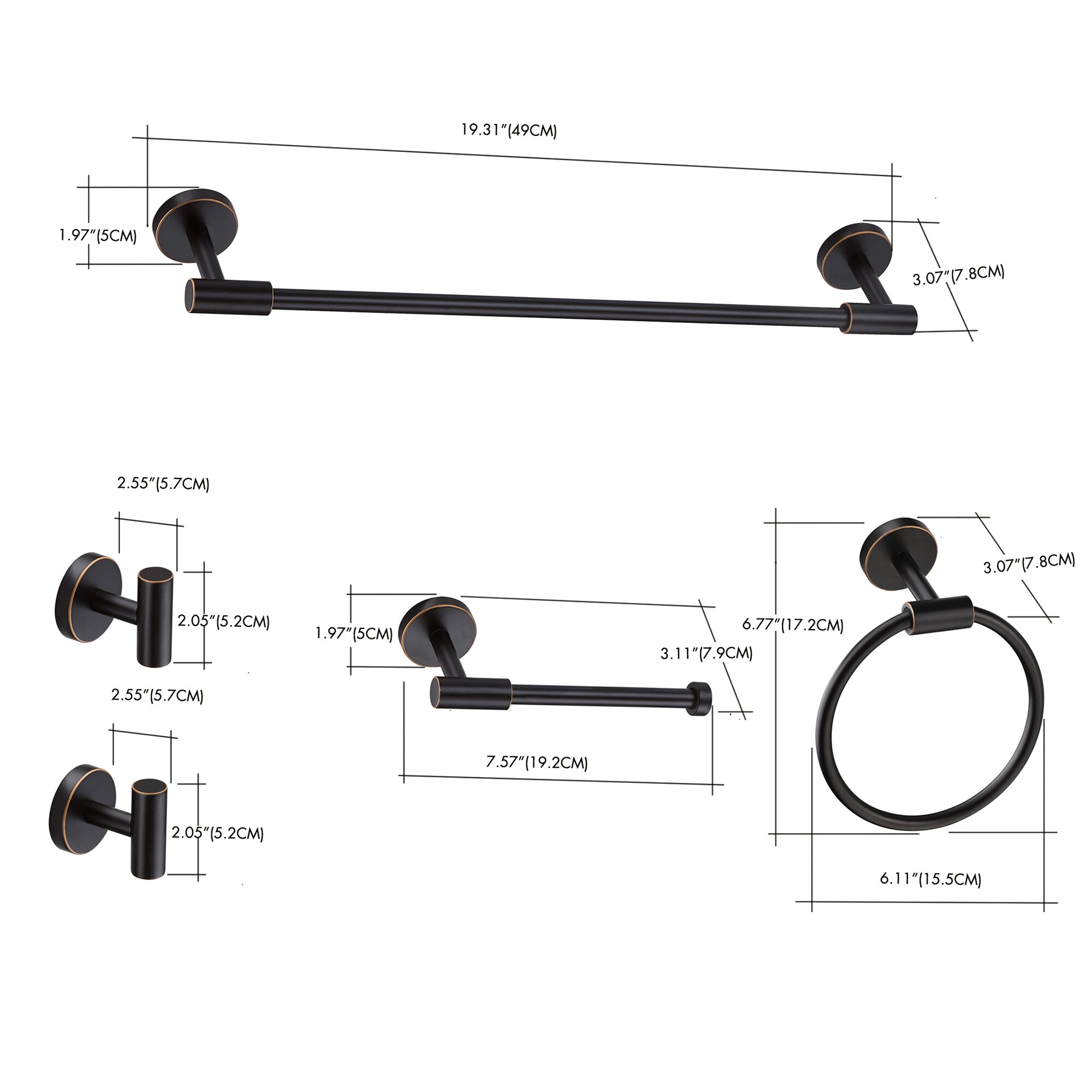 FAYMART LIGHTING FLB16918-TB-ORB Decorative-Bath-Hardware-Kits - View #2