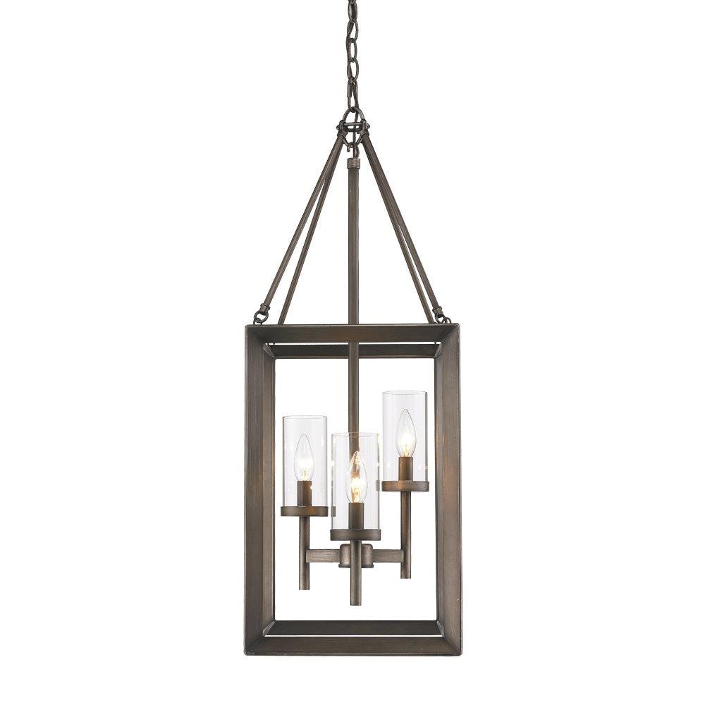 Golden Lighting 2073-3P GMT Smyth 3 -Light Gunmetal Bronze Modern/contemporary Lantern Medium Hanging Pendant light