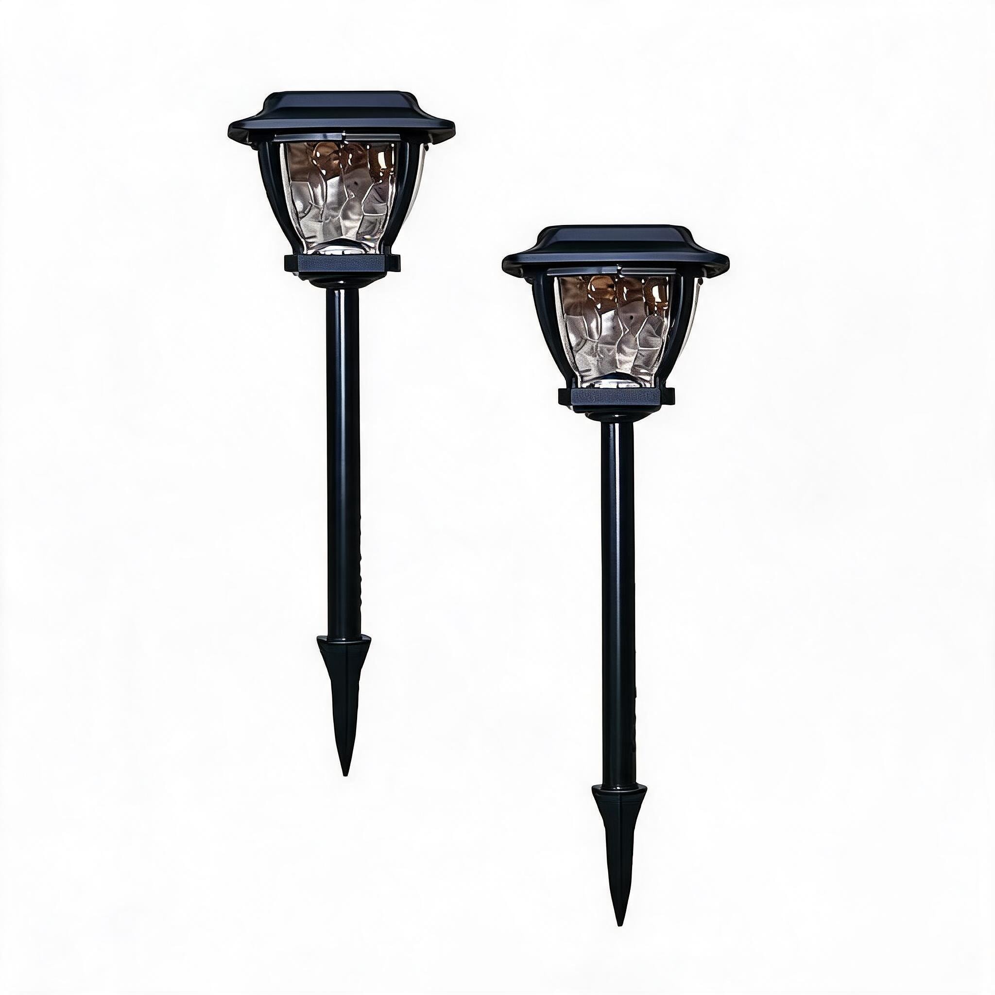 Garvee Solar Powered Path Lights Bright 30 Lumens Outdoor Landscape Lighting Thick Glass Pathway Lights with 3 Warm White LEDs Black 2 Pack