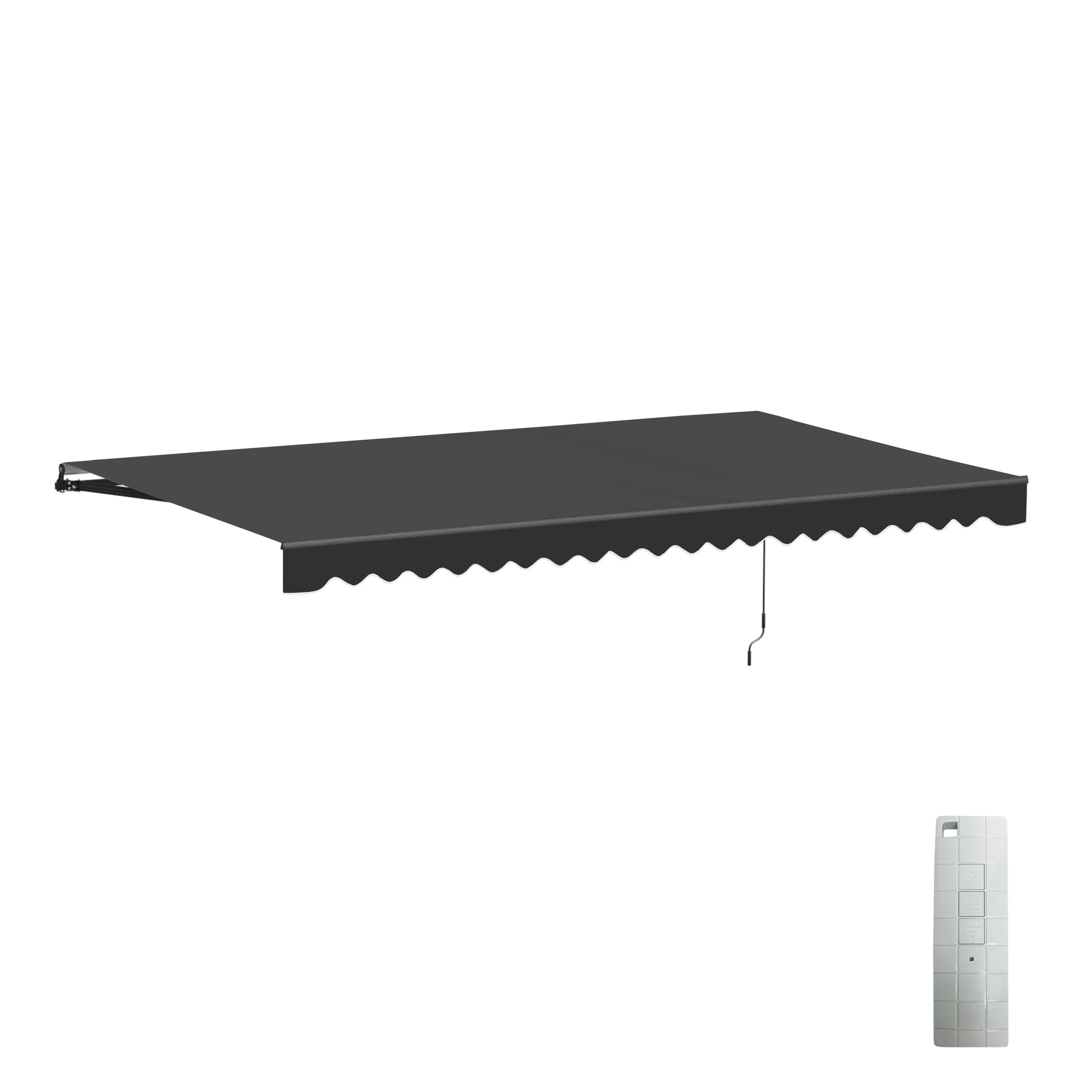 ALEKO ABM20X10BK81-LO 240-in Wide x 120-in Projection x 10-in Height Metal Black Solid Motorized Retractable Patio Awning