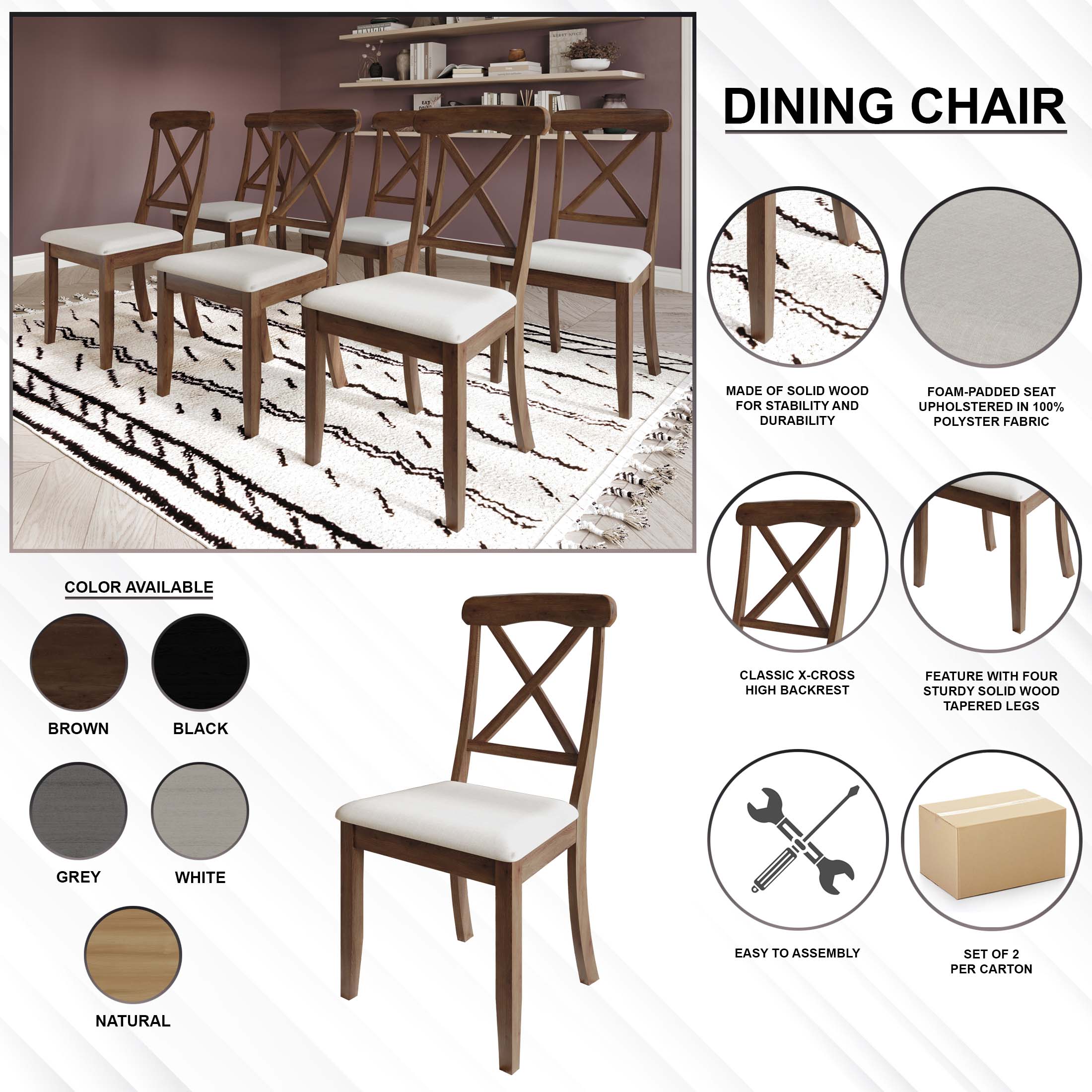 CasePiece C3067US-BN-WD-2X Dining-Chairs - View #8