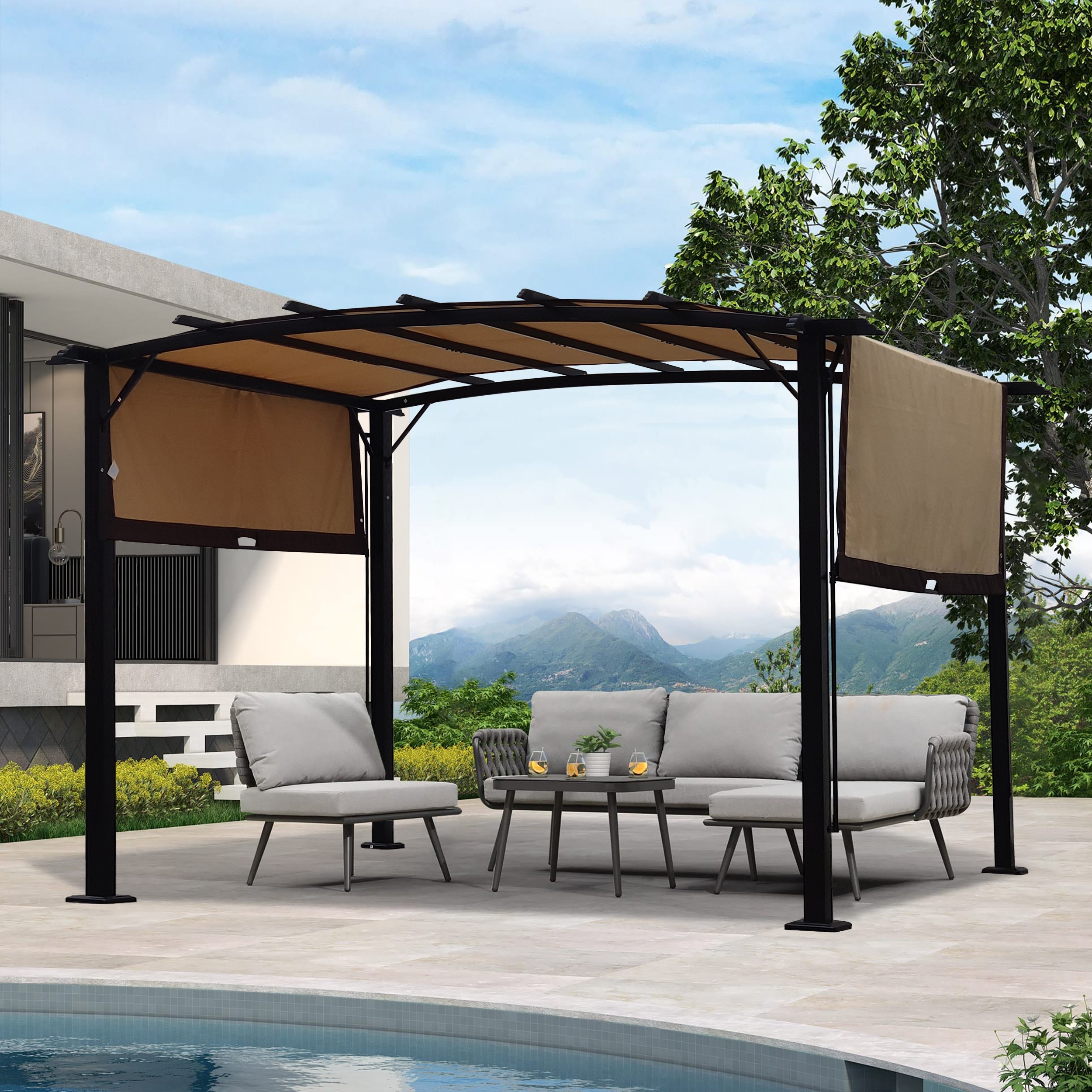 Xspracer ML-GA0041 12-ft x 9-ft Brown Rectangle Semi-permanent Soft top Roof (Screen Included)