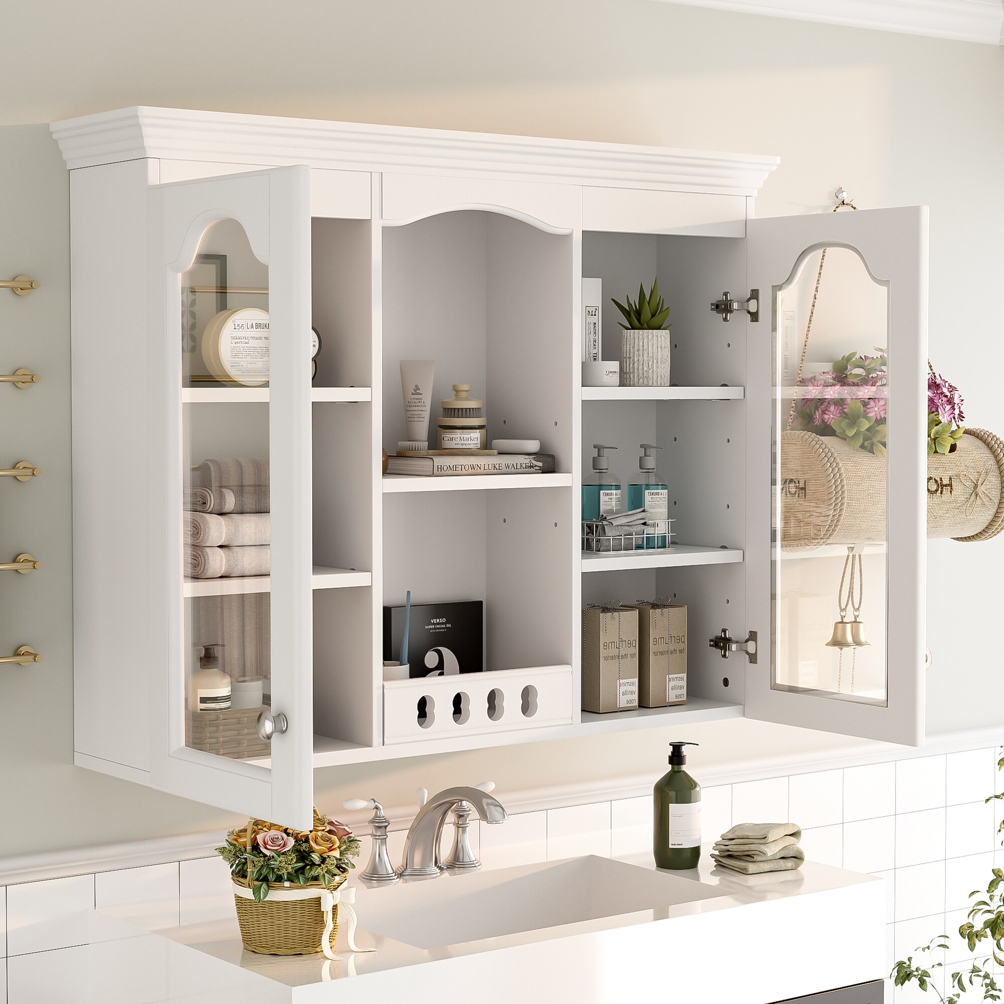 Hrinhom BA15-WHITE Bathroom-Wall-Cabinets - Thumbnail View #2