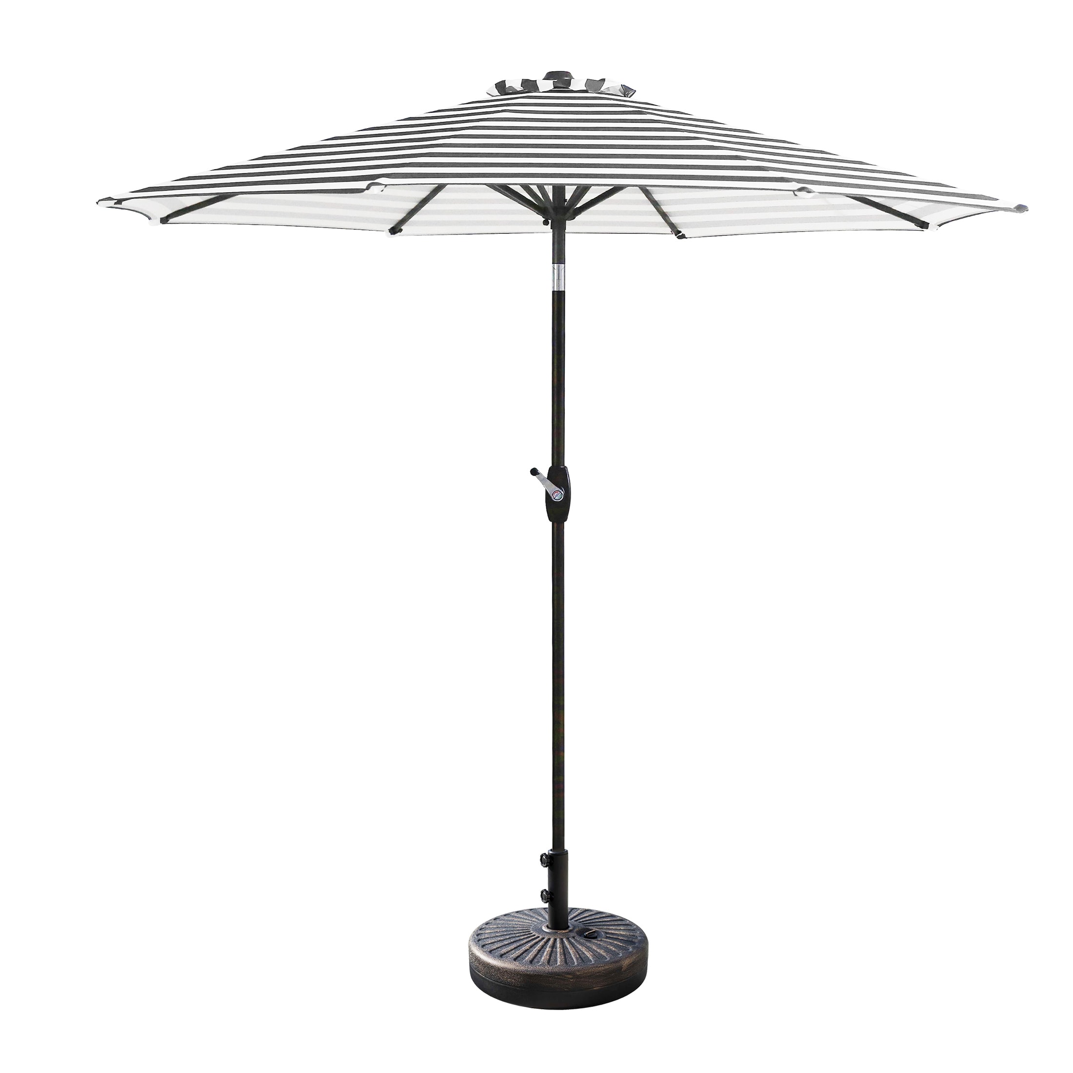 Westin Furniture 9806-GY-WH-981RD-BZ 9-ft Steel Gray Push-button Tilt Garden Patio Umbrella with Base