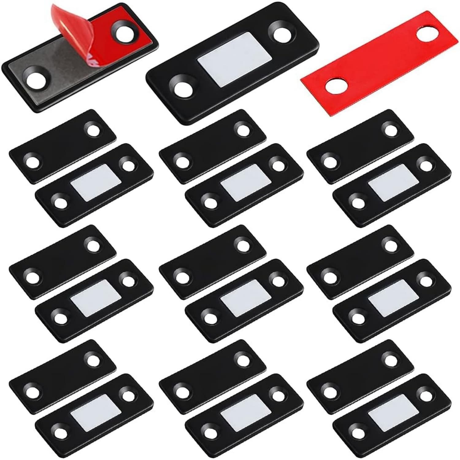 OGETFUUR 10-Pack Ultra Thin Black Magnetic Cabinet Door Catch for Cabinets Kitchen Closet Door Closing Magnetic Door Catch Closer