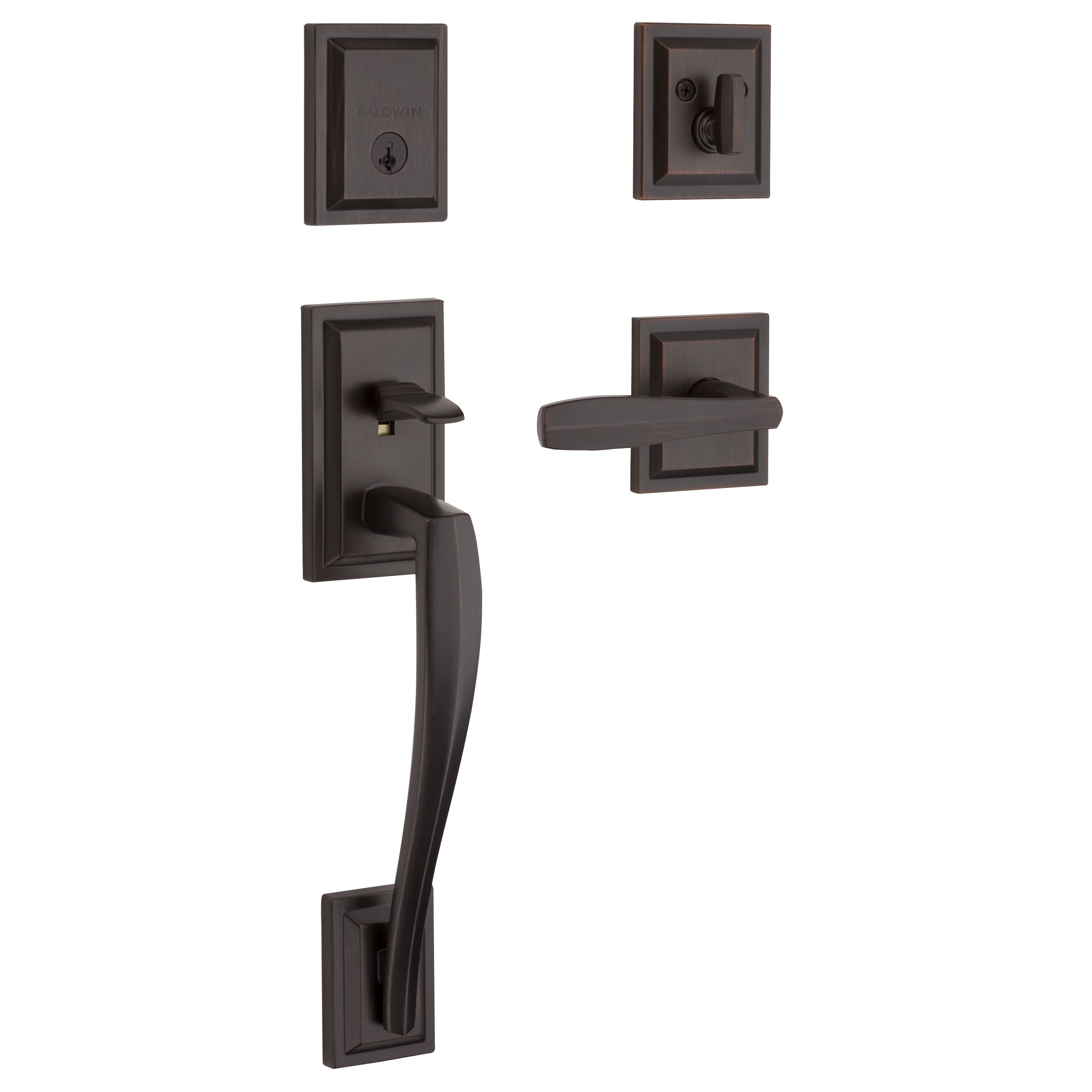 Baldwin Spyglass Front Entry Handleset with Interior Lever, Featuring  SmartKey Deadbolt Re-Key Technology and Microban Protection, in Matte Black 