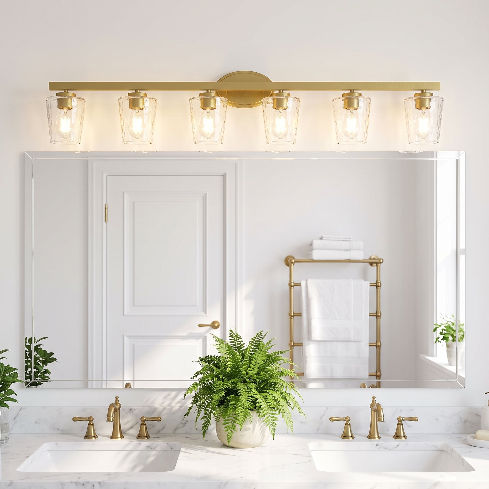 ACROMA Waycross 51.2-in 6 Light Satin Gold Modern/contemporary Bathroom Vanity light