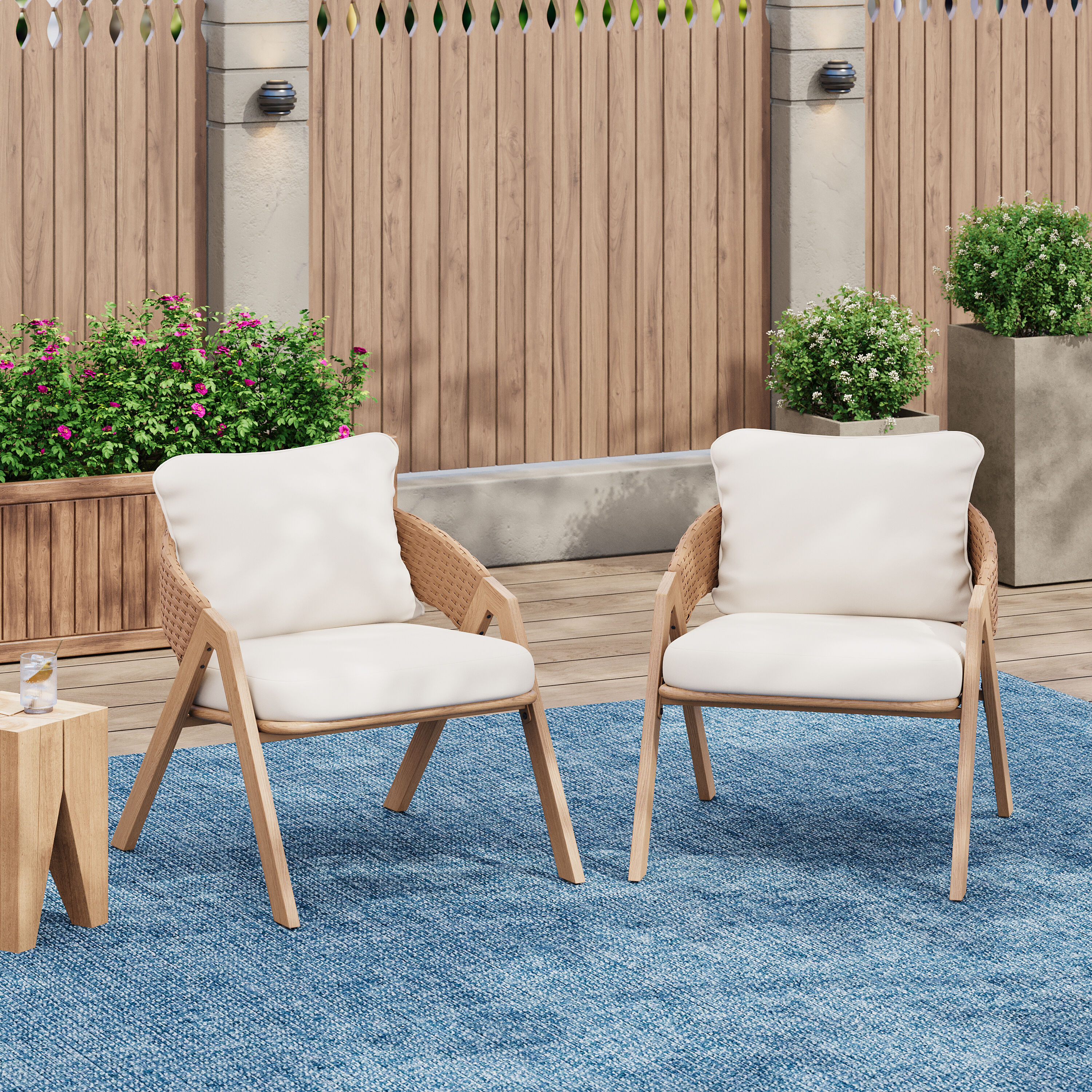Christopher Knight Home 336000 Outdoor Wicker Rattan Chair (Set of 2)