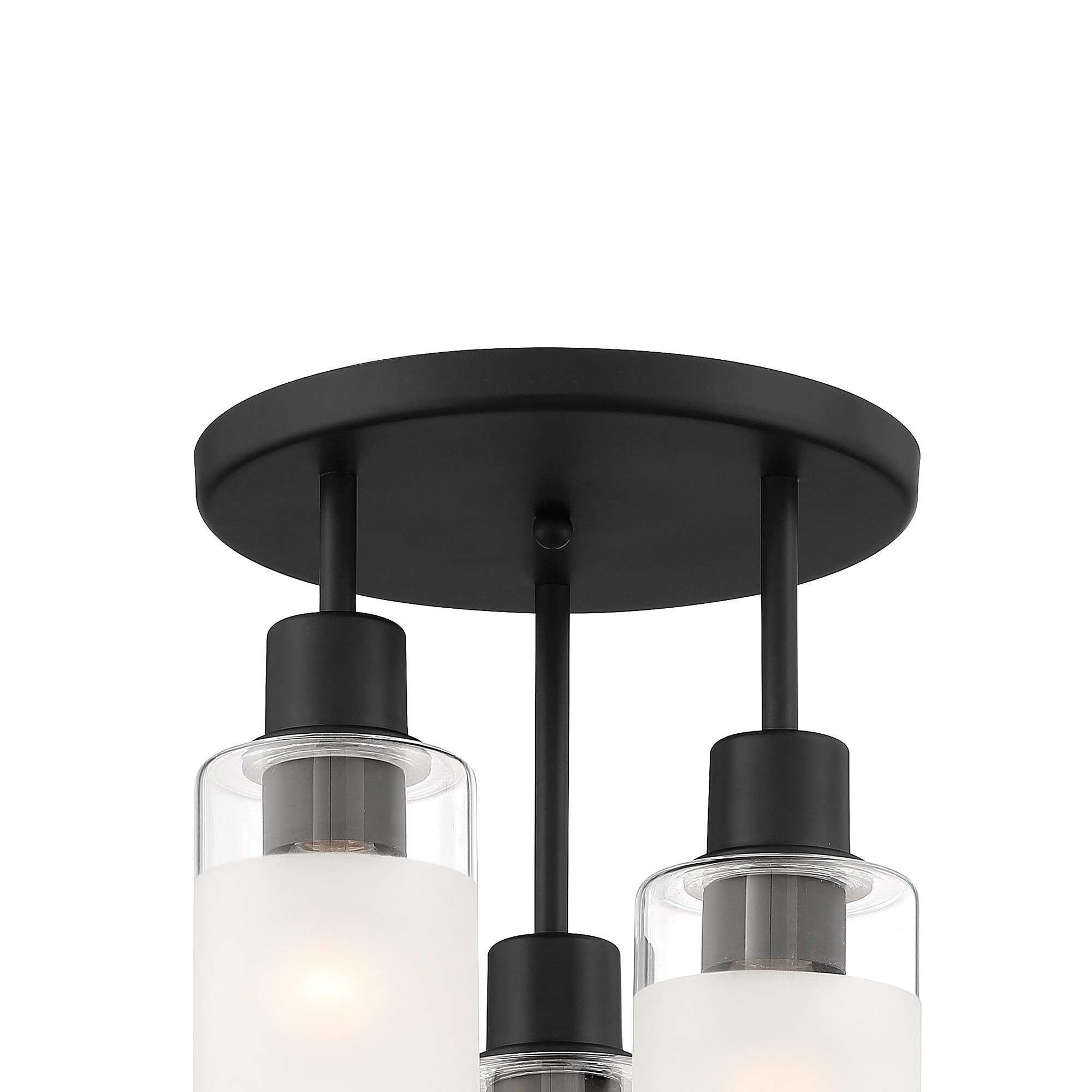 Cedar Lane 11" Matte Black Semi-Flush Ceiling Light with Glass Accents