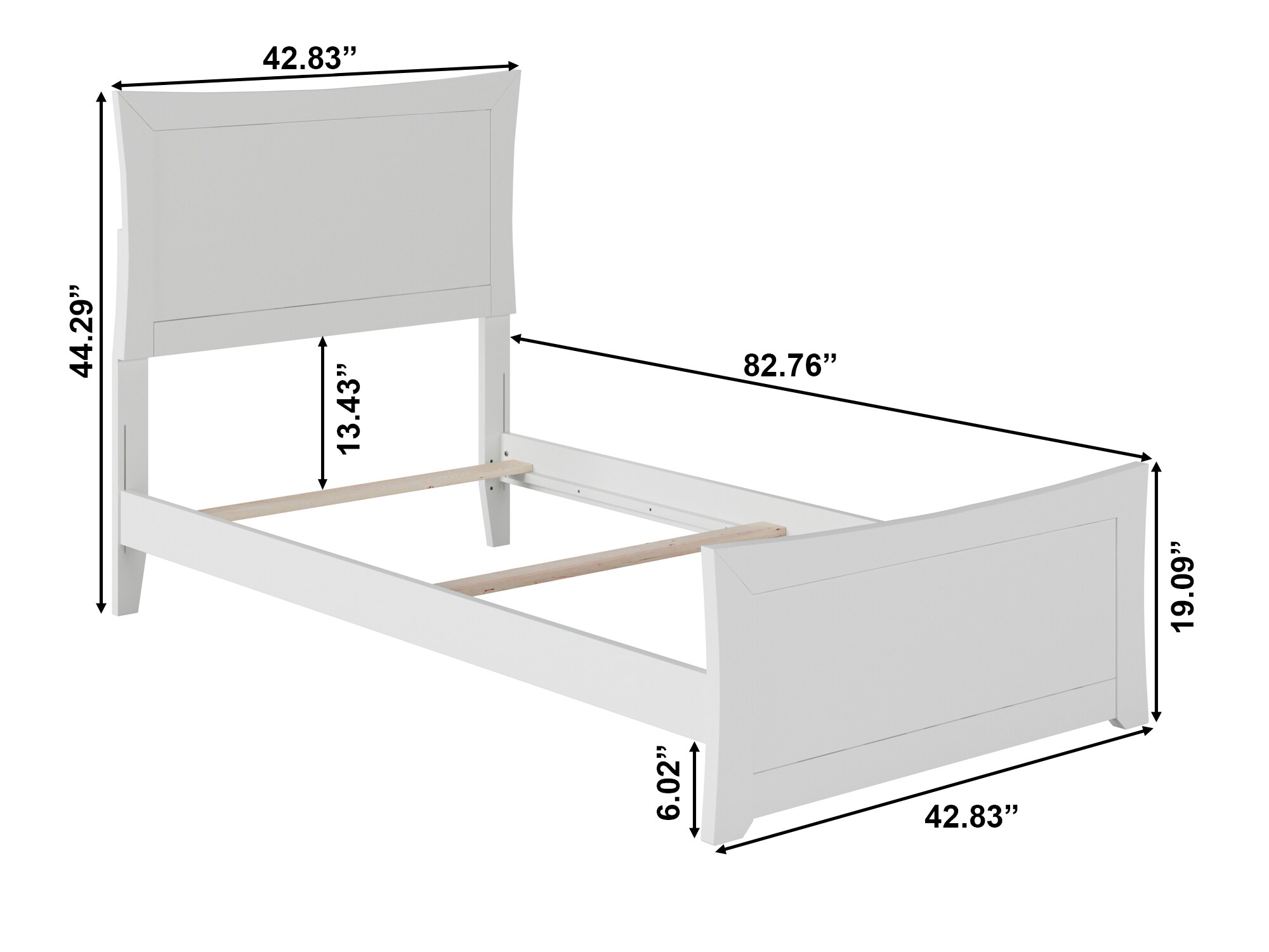 Metro Twin White Wood Platform Bed with Headboard