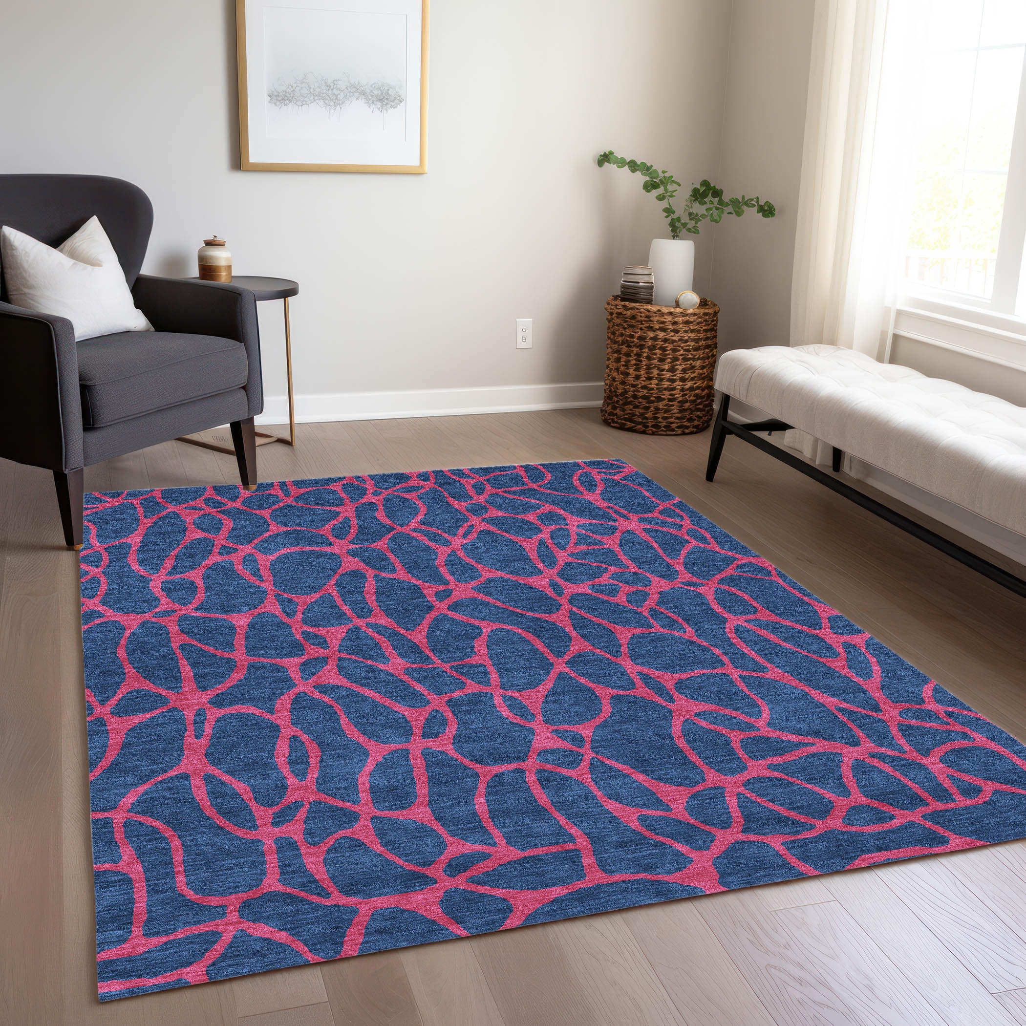 Addison Rugs ACN1023NA10X14 Chantille ACN1023NA 10 x 14 (ft) Polyester Navy Rectangular Indoor/Outdoor Geometric Machine washable Area rug